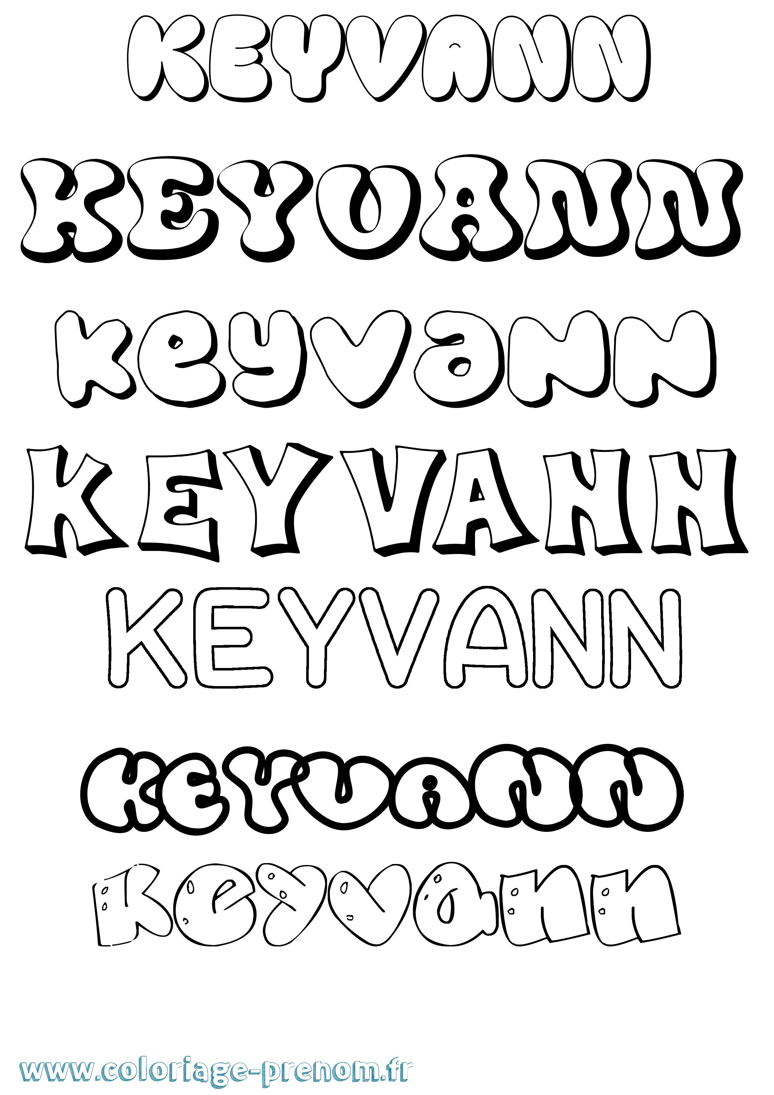 Coloriage Keyvann Bubble Coloriage prénom Keyvann Bubble