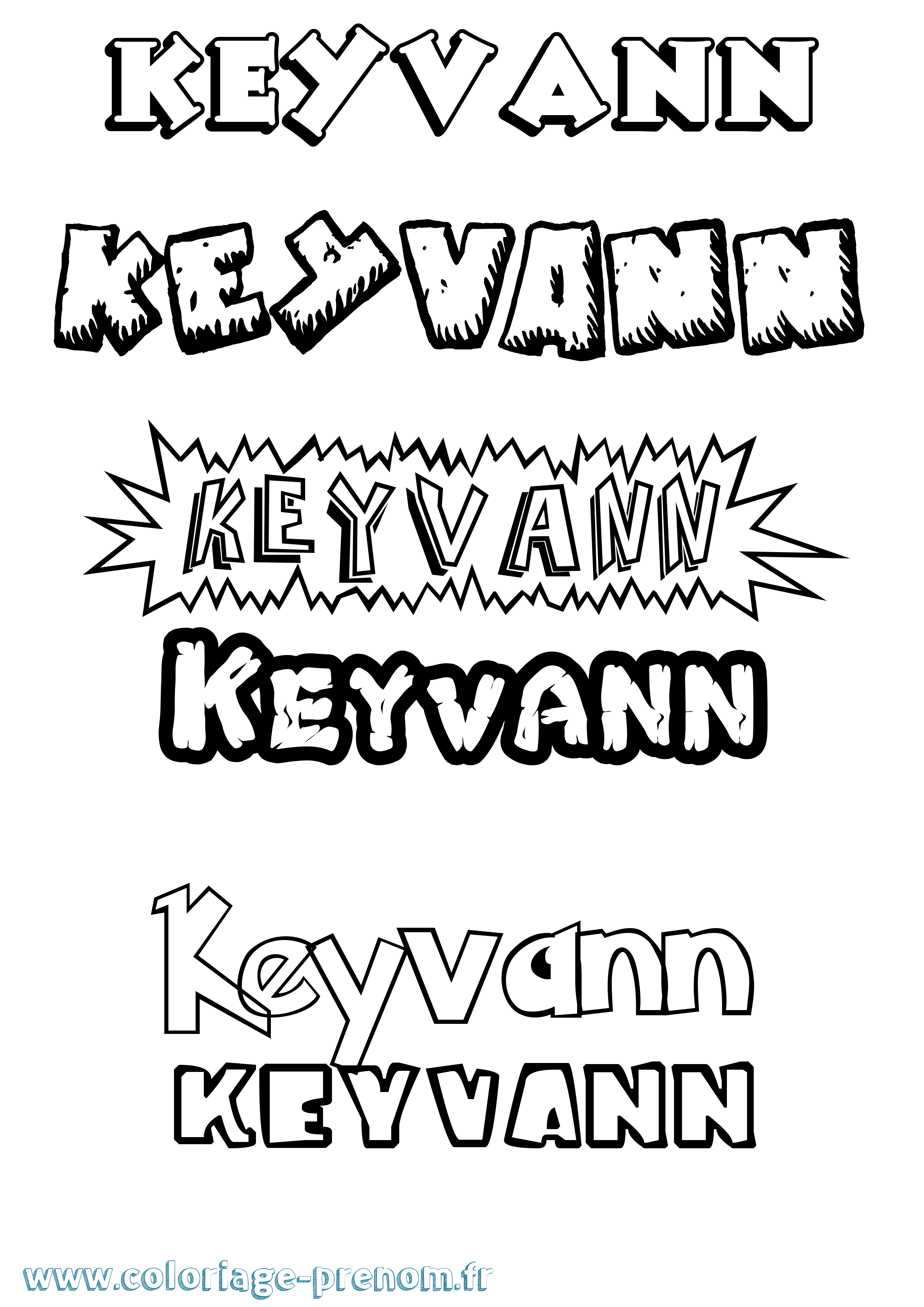 Coloriage Keyvann Dessin Animé Coloriage prénom Keyvann Dessin Animé