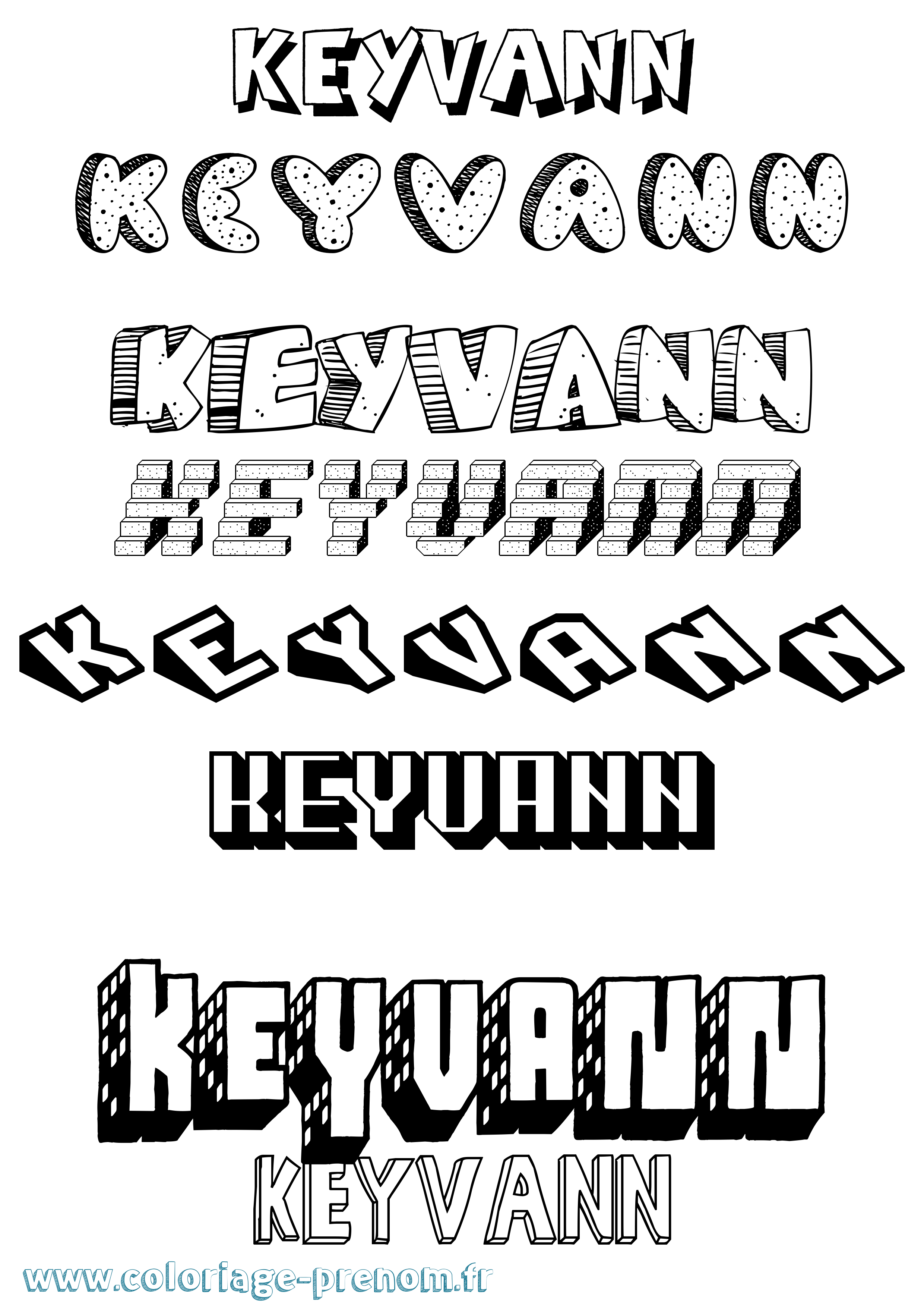 Coloriage Keyvann Effet 3D Coloriage prénom Keyvann Effet 3D
