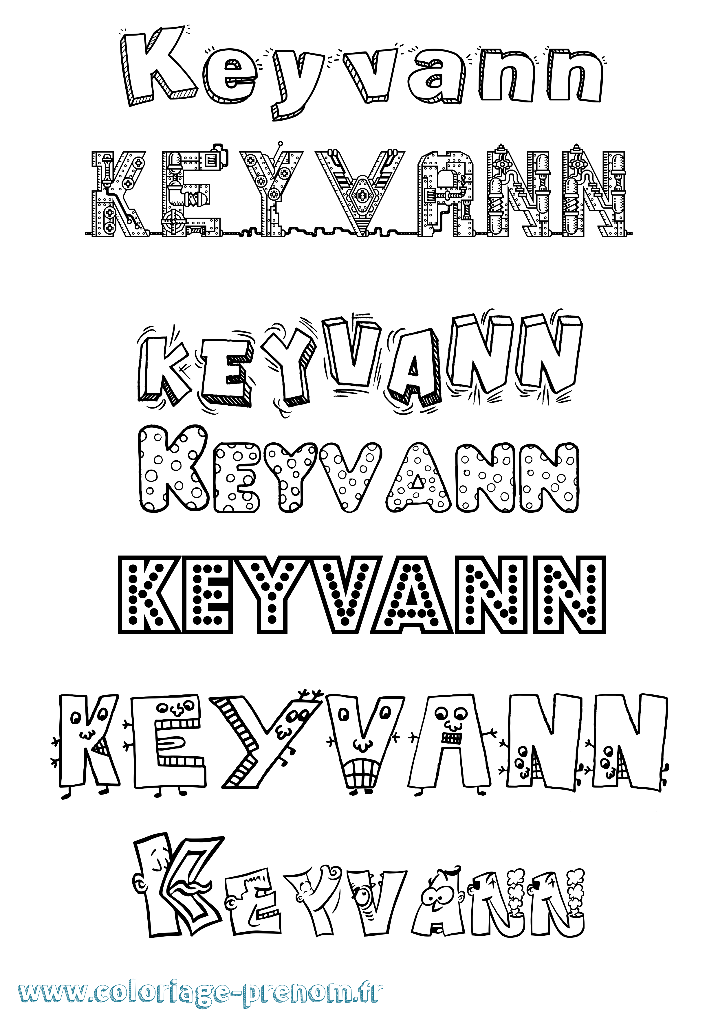 Coloriage Keyvann Fun Coloriage prénom Keyvann Fun