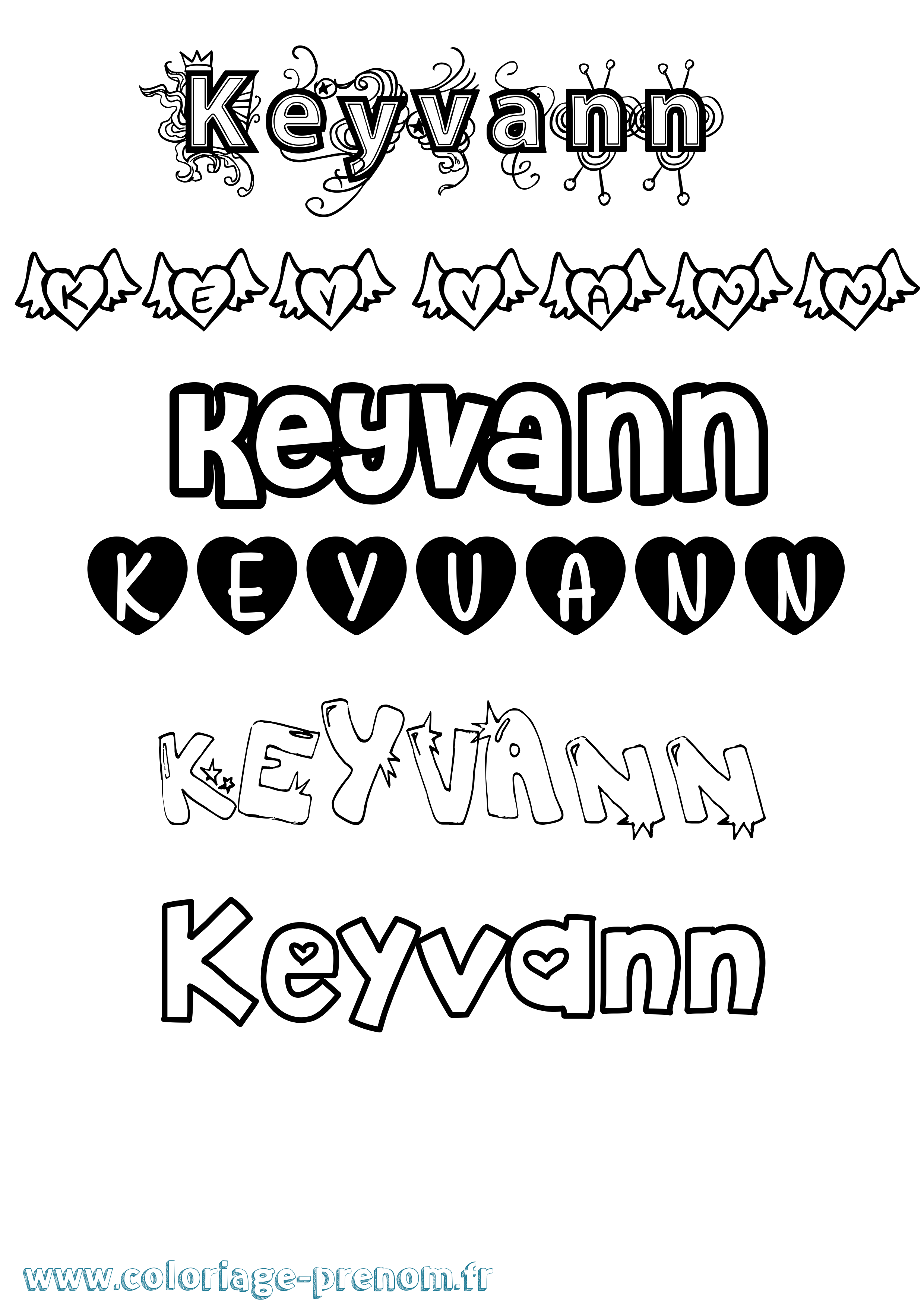 Coloriage Keyvann Girly Coloriage prénom Keyvann Girly