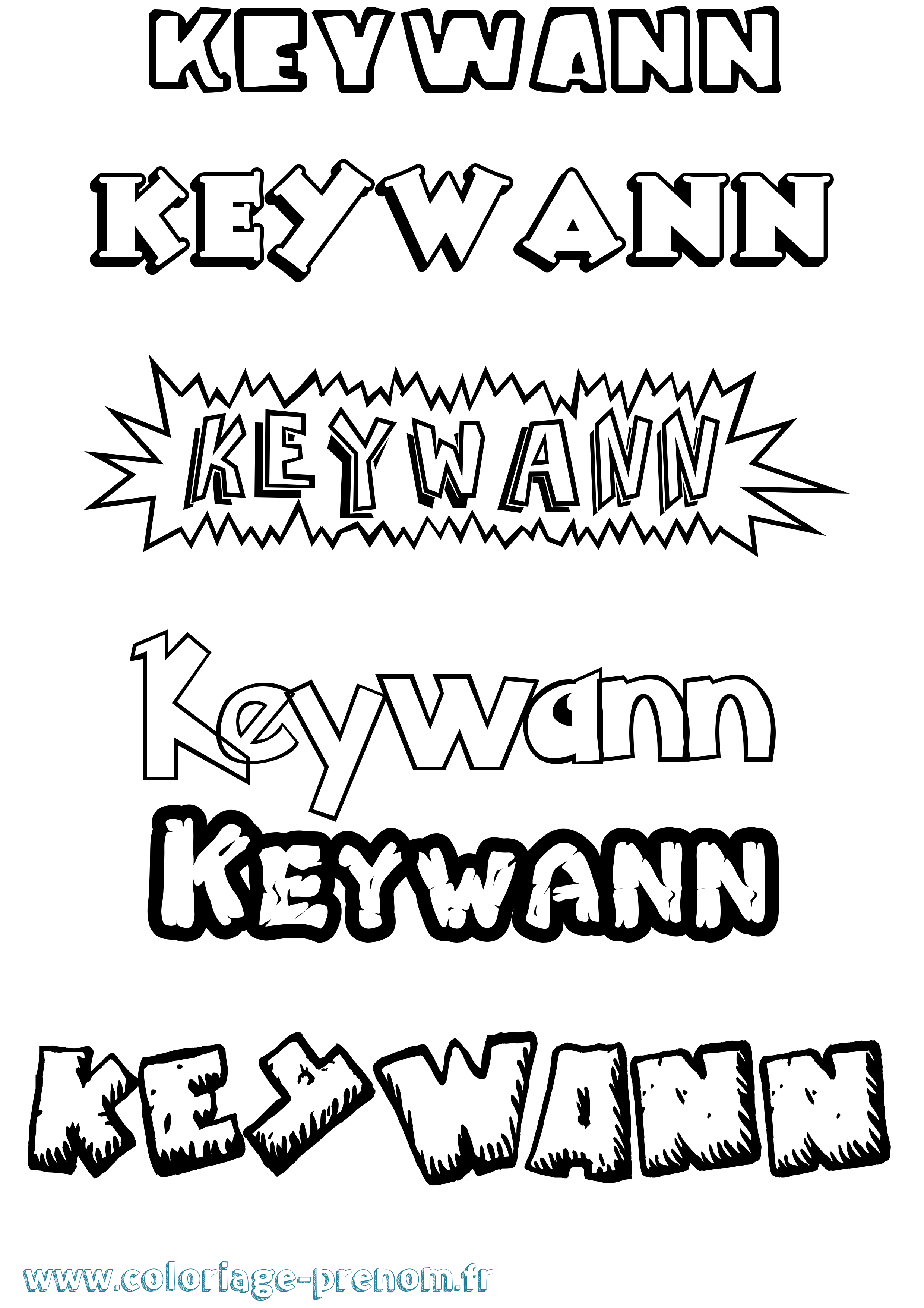 Coloriage Keywann Dessin Animé Coloriage prénom Keywann Dessin Animé