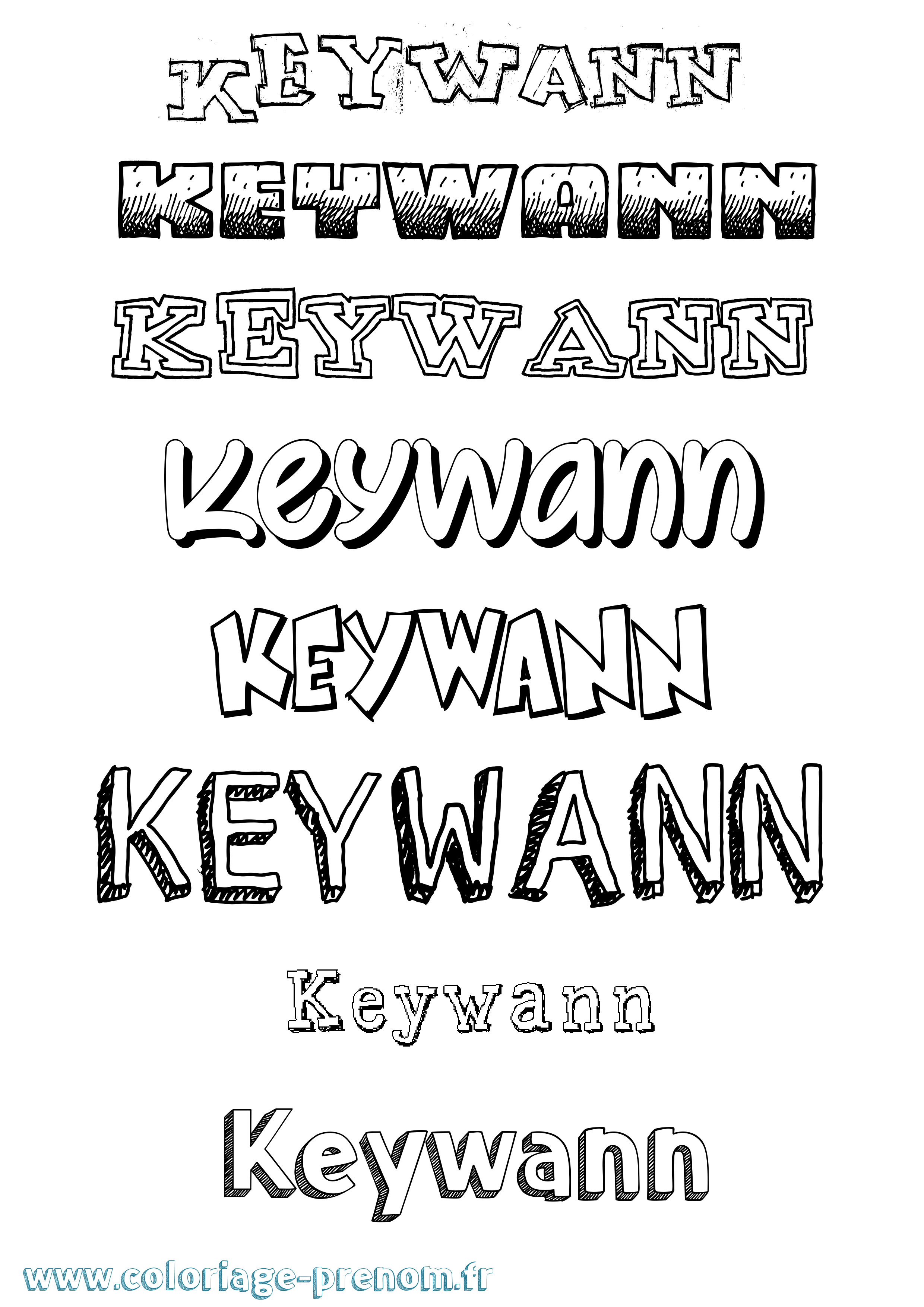Coloriage Keywann Dessiné Coloriage prénom Keywann Dessiné