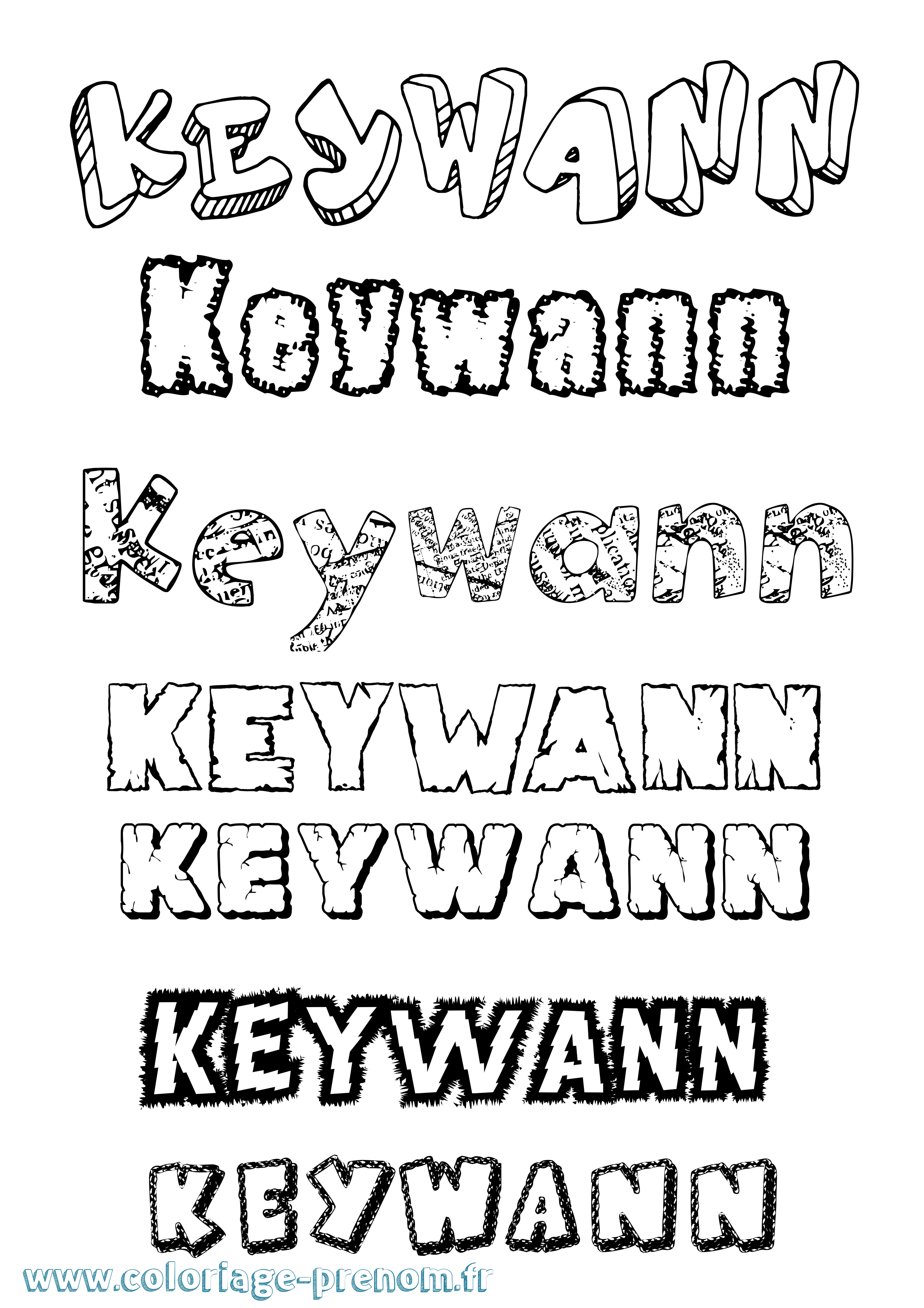 Coloriage Keywann Destructuré Coloriage prénom Keywann Destructuré