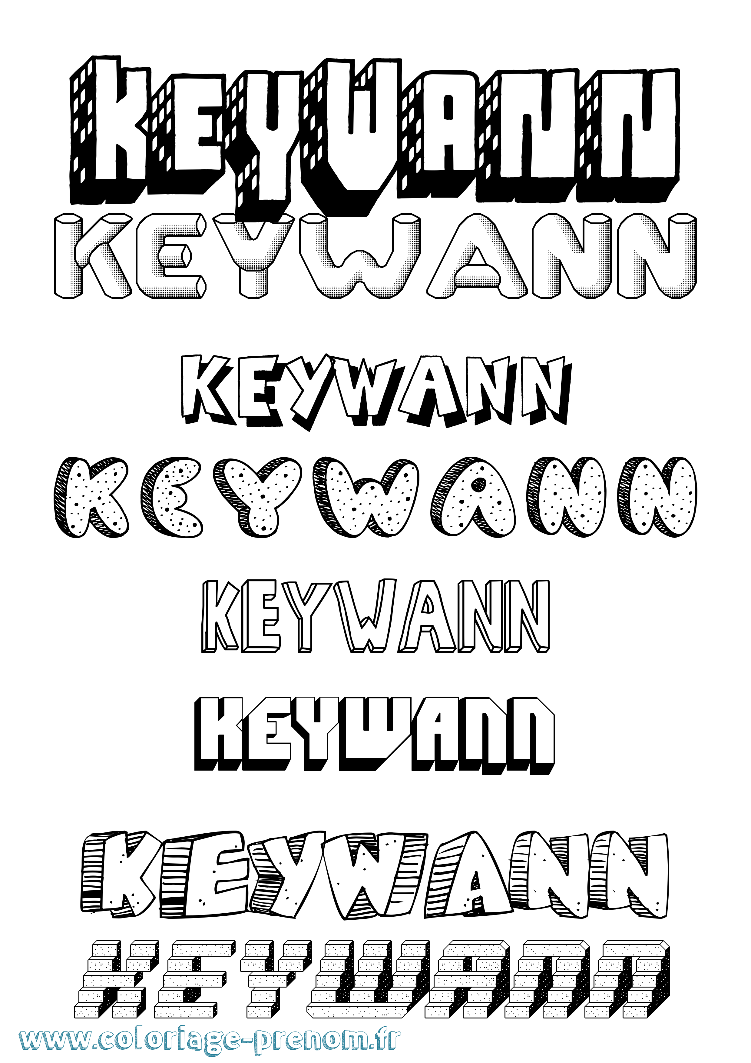 Coloriage Keywann Effet 3D Coloriage prénom Keywann Effet 3D