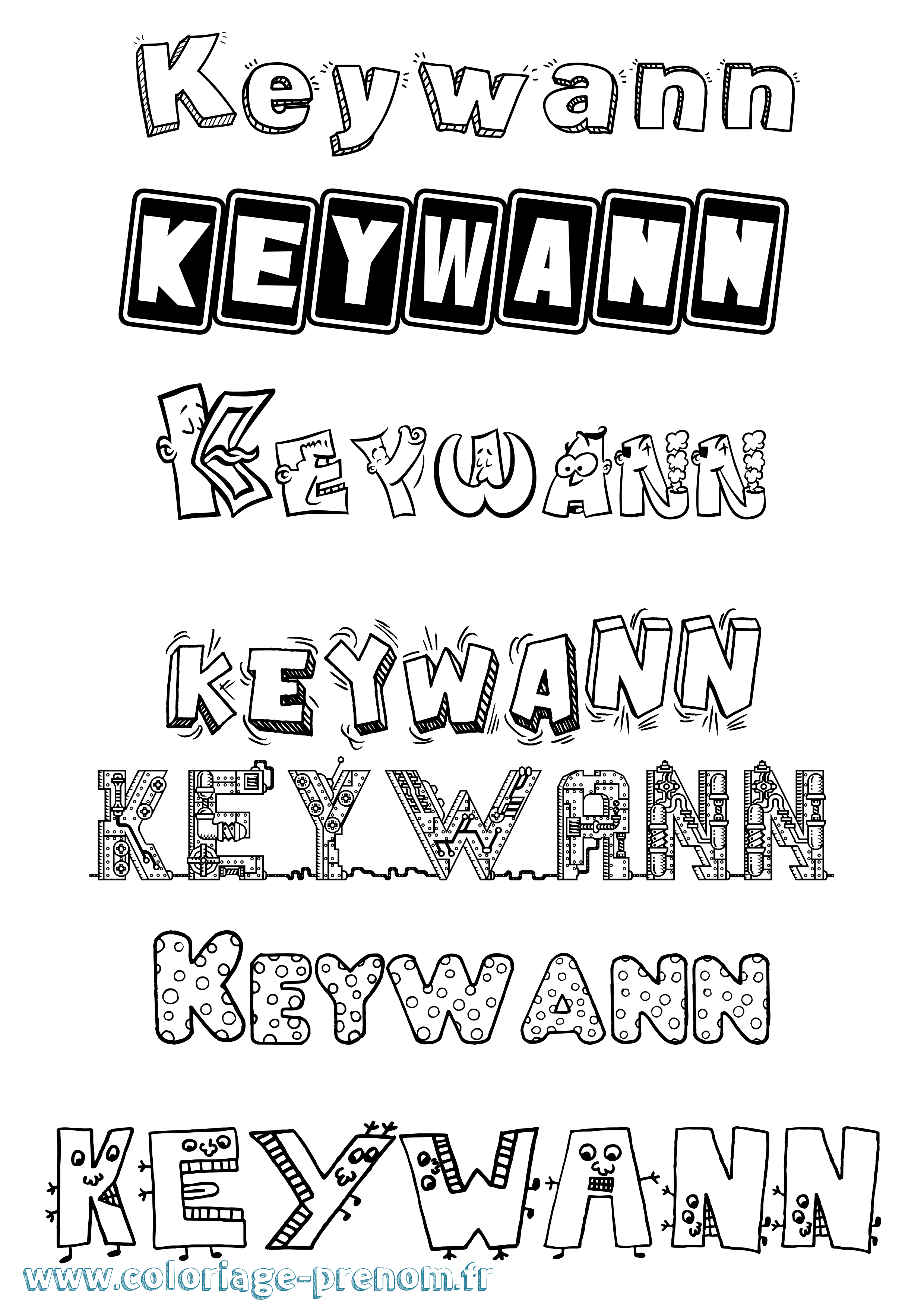 Coloriage Keywann Fun Coloriage prénom Keywann Fun