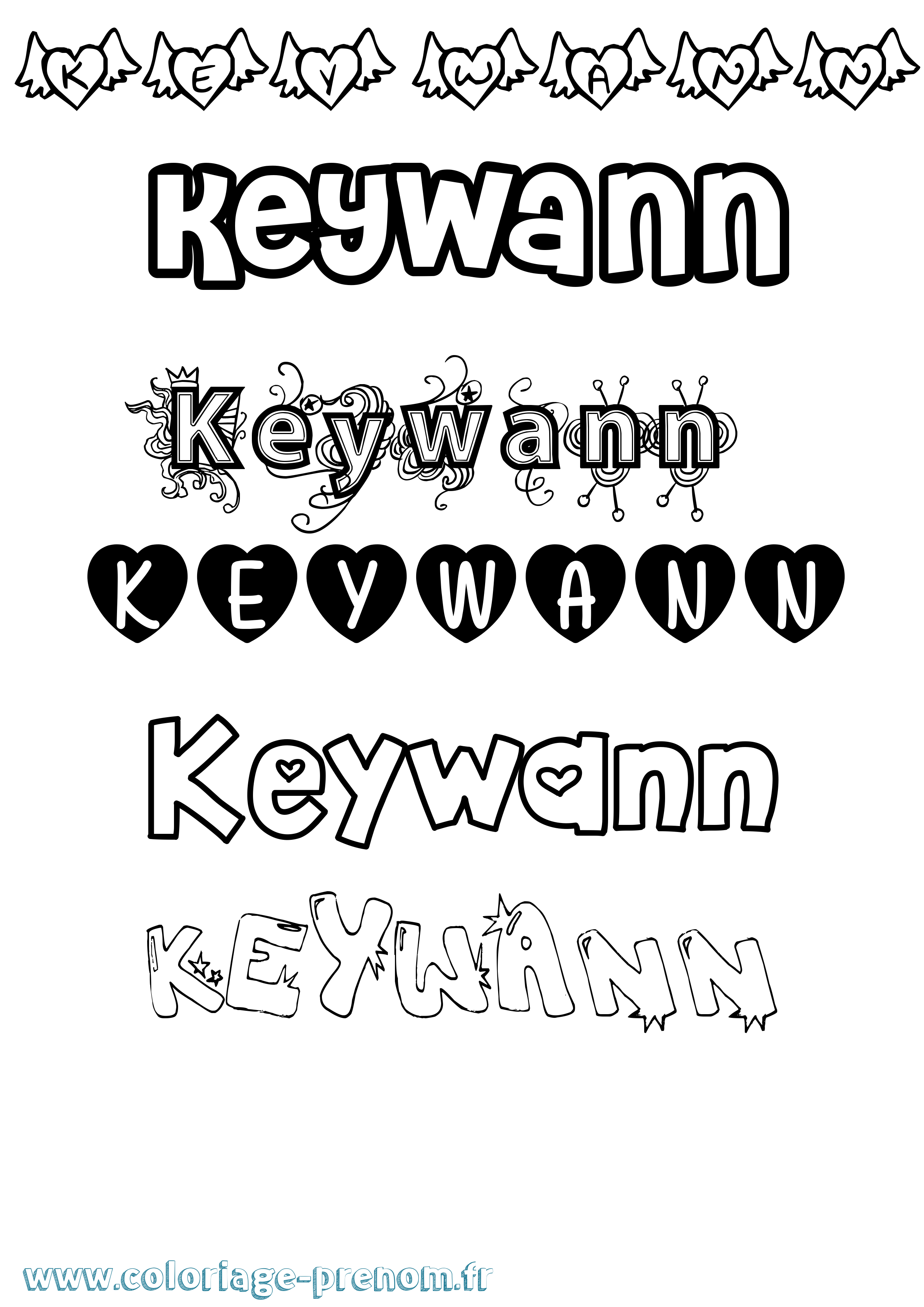 Coloriage Keywann Girly Coloriage prénom Keywann Girly