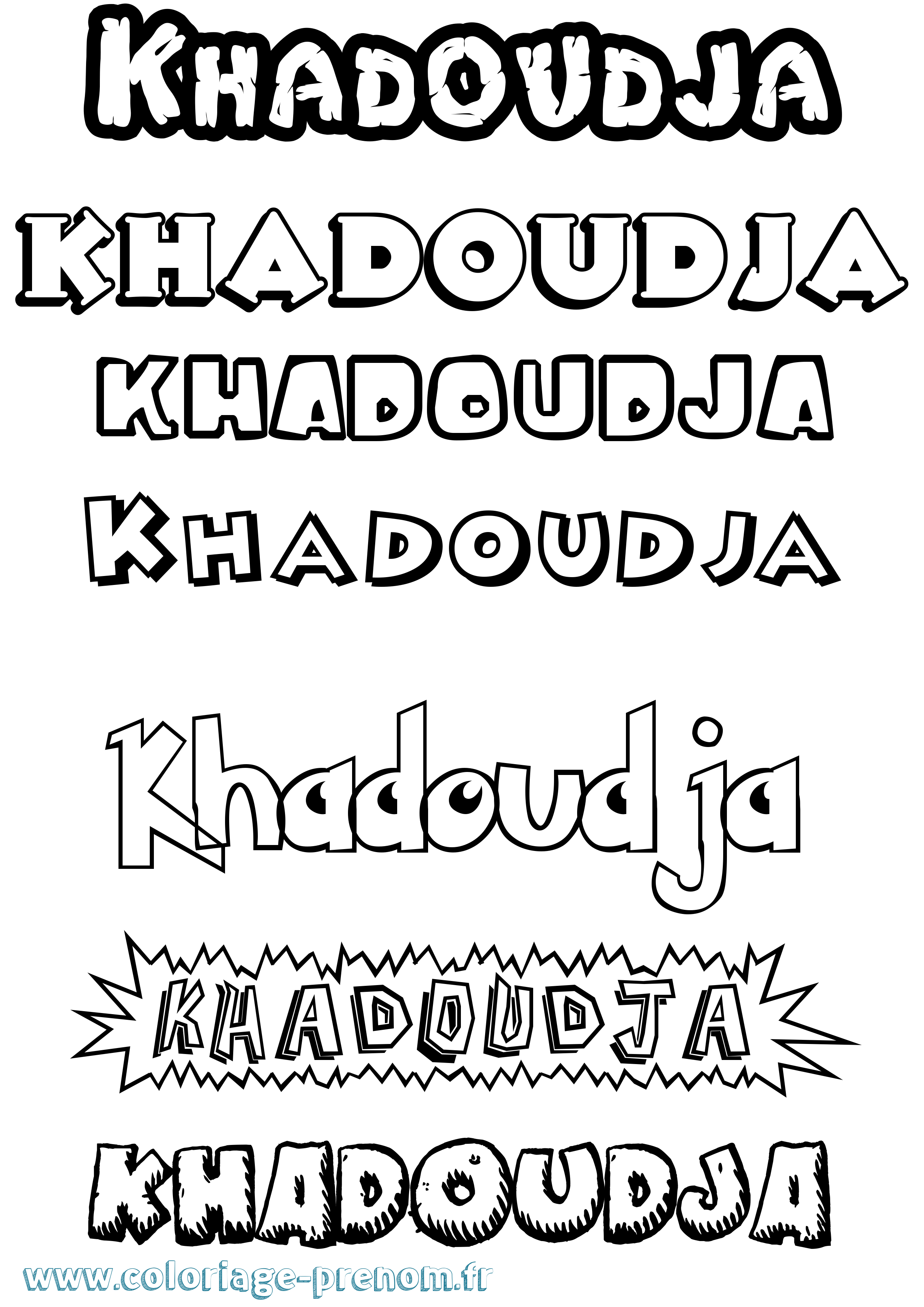 Coloriage Khadoudja Dessin Animé Coloriage prénom Khadoudja Dessin Animé