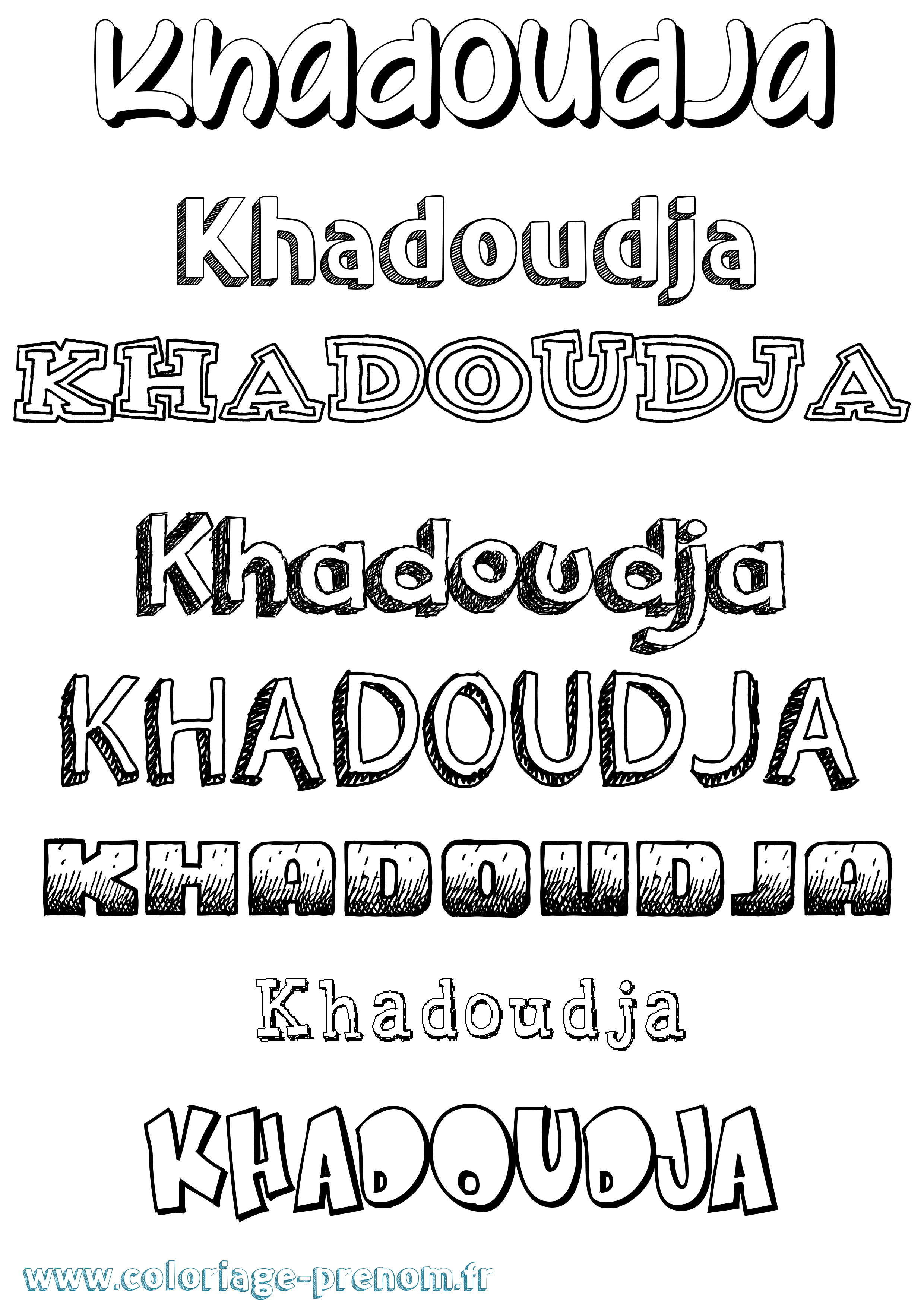 Coloriage Khadoudja Dessiné Coloriage prénom Khadoudja Dessiné