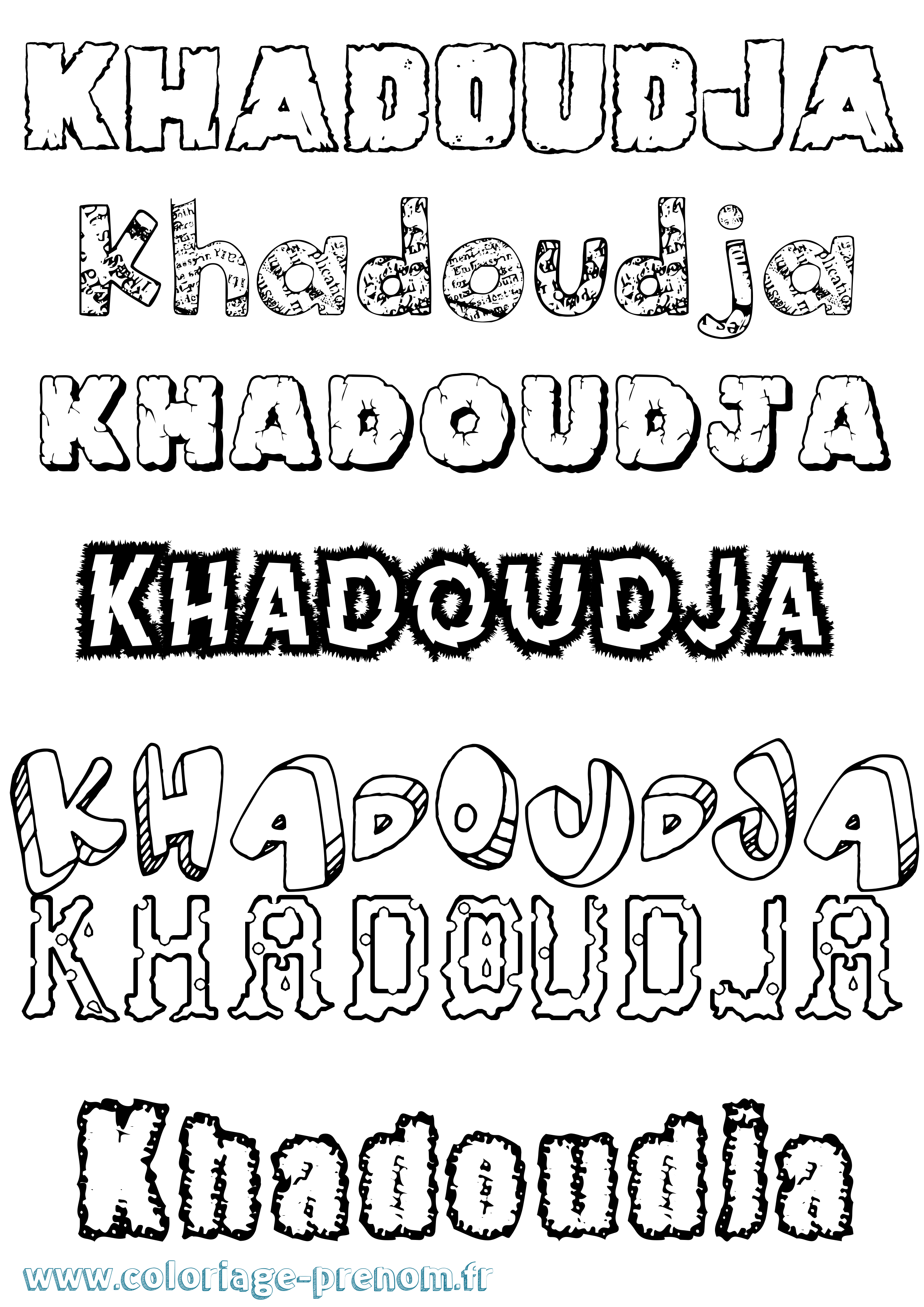 Coloriage Khadoudja Destructuré Coloriage prénom Khadoudja Destructuré