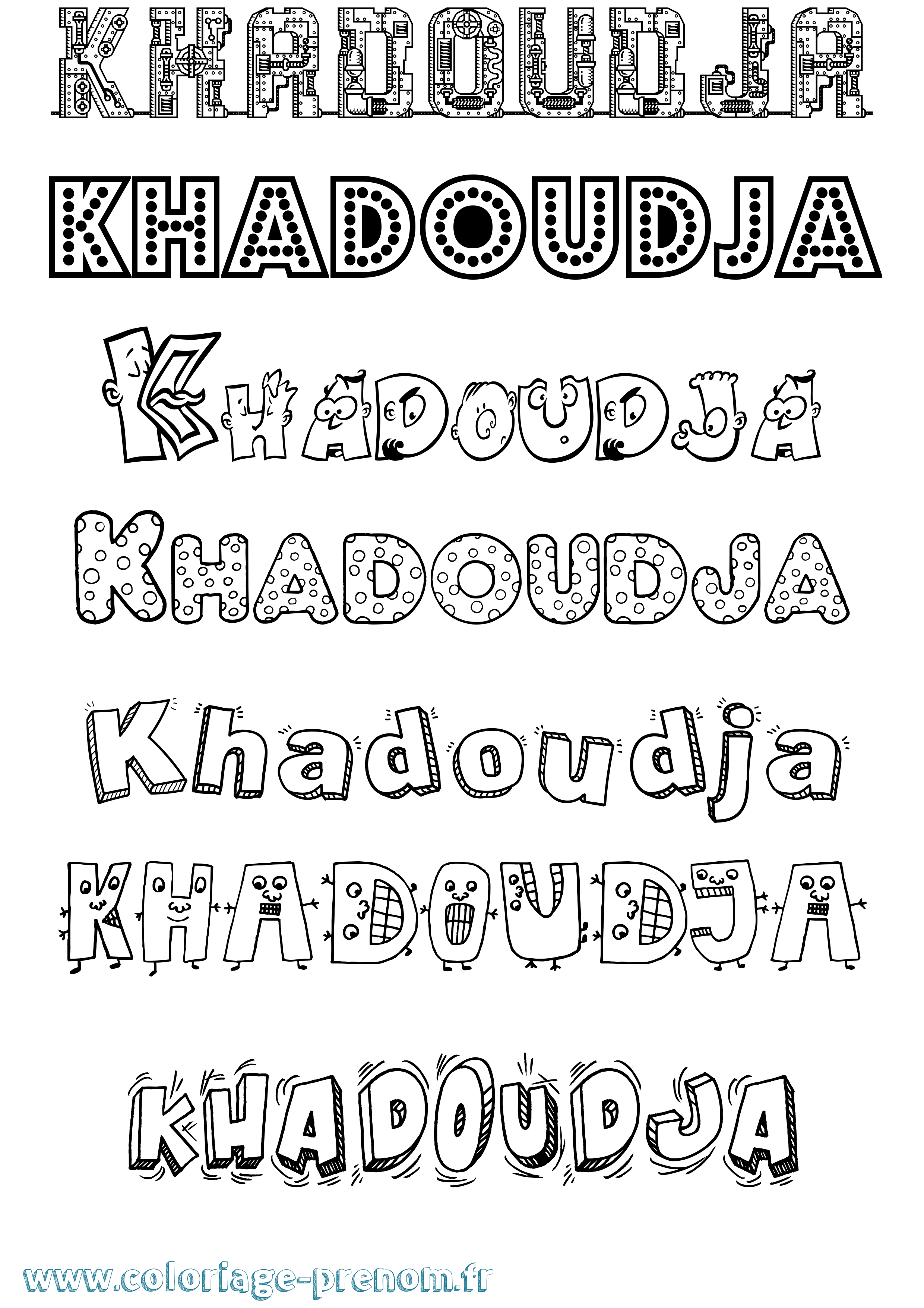 Coloriage Khadoudja Fun Coloriage prénom Khadoudja Fun