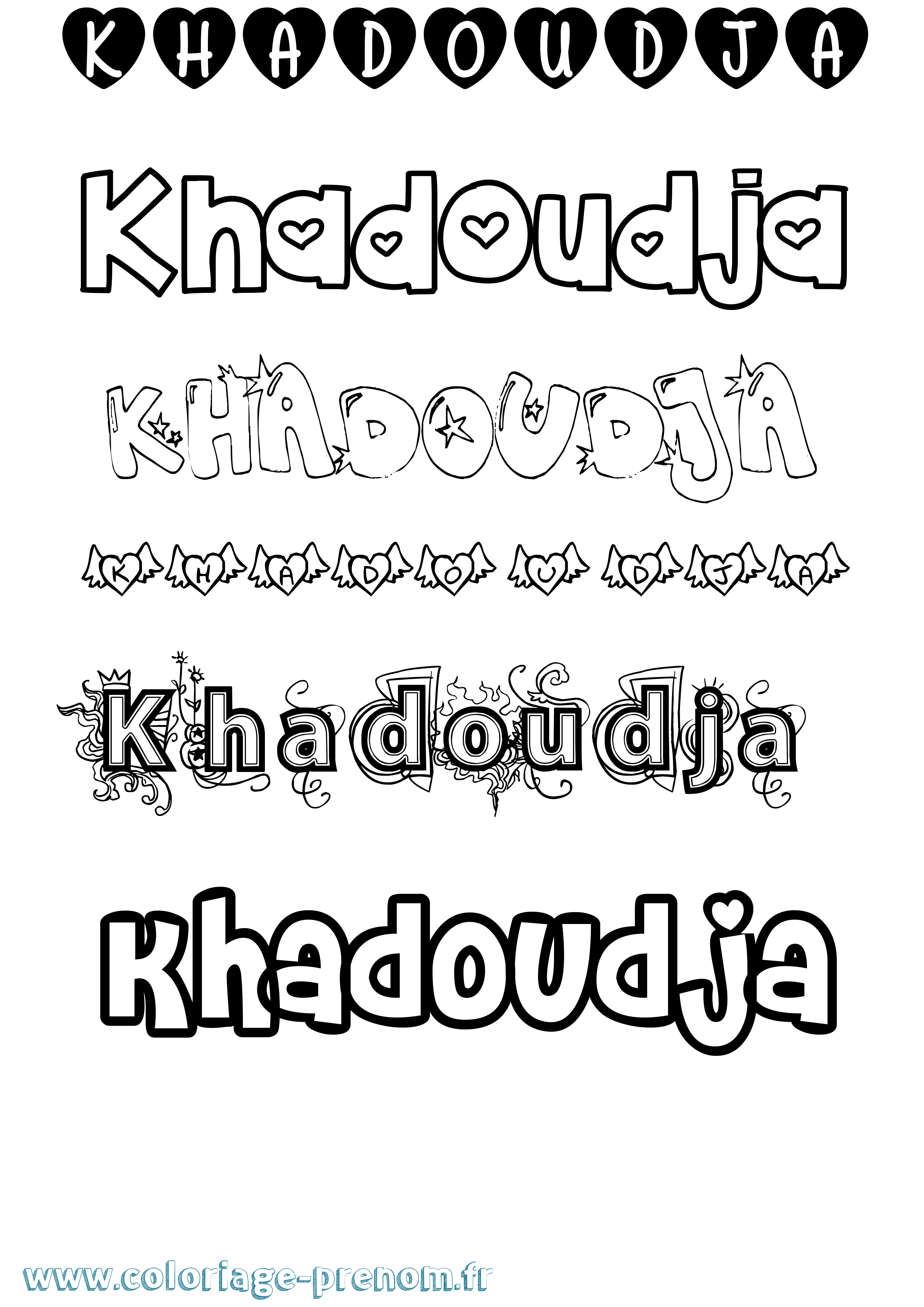 Coloriage Khadoudja Girly Coloriage prénom Khadoudja Girly