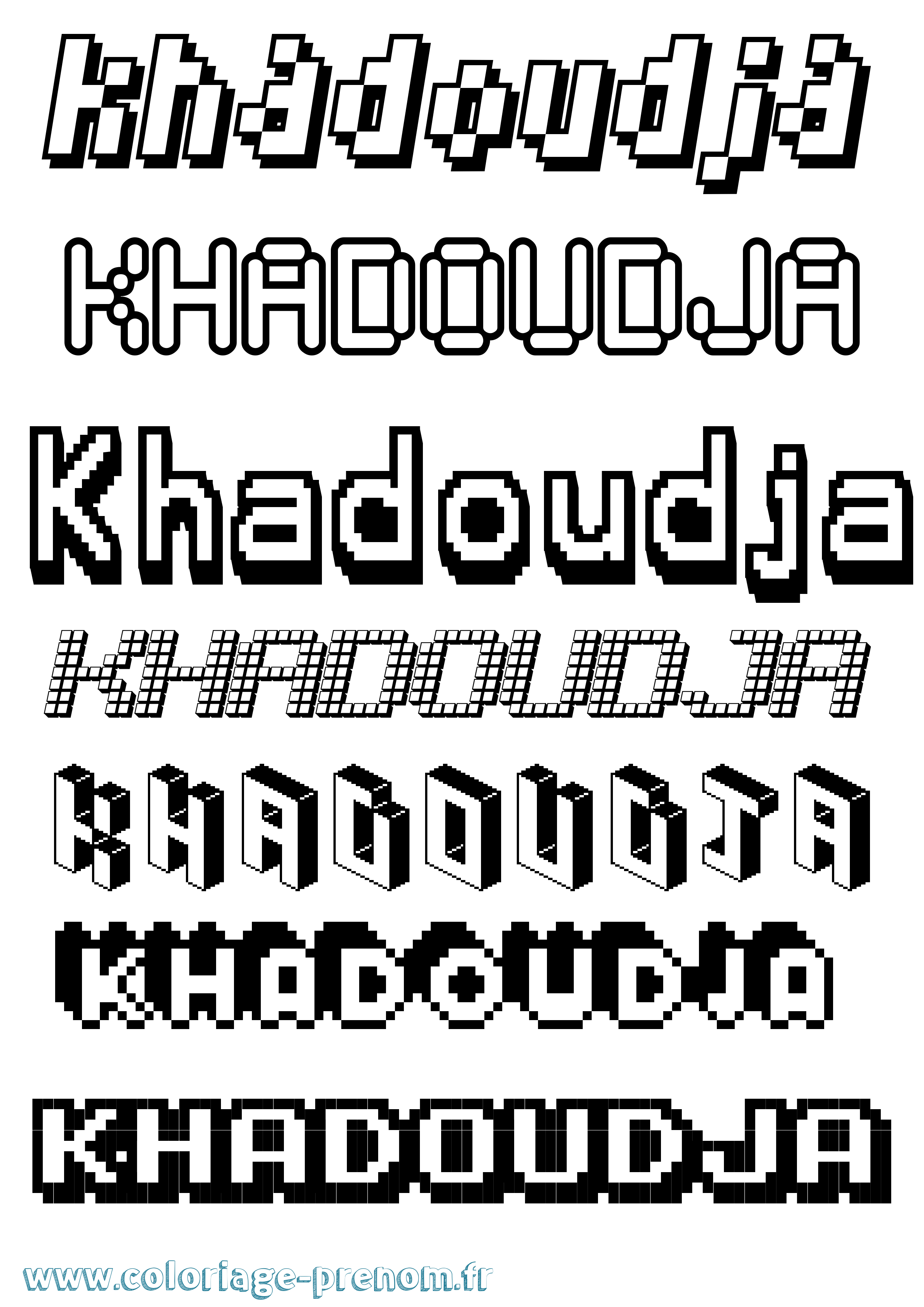 Coloriage Khadoudja Pixel Coloriage prénom Khadoudja Pixel