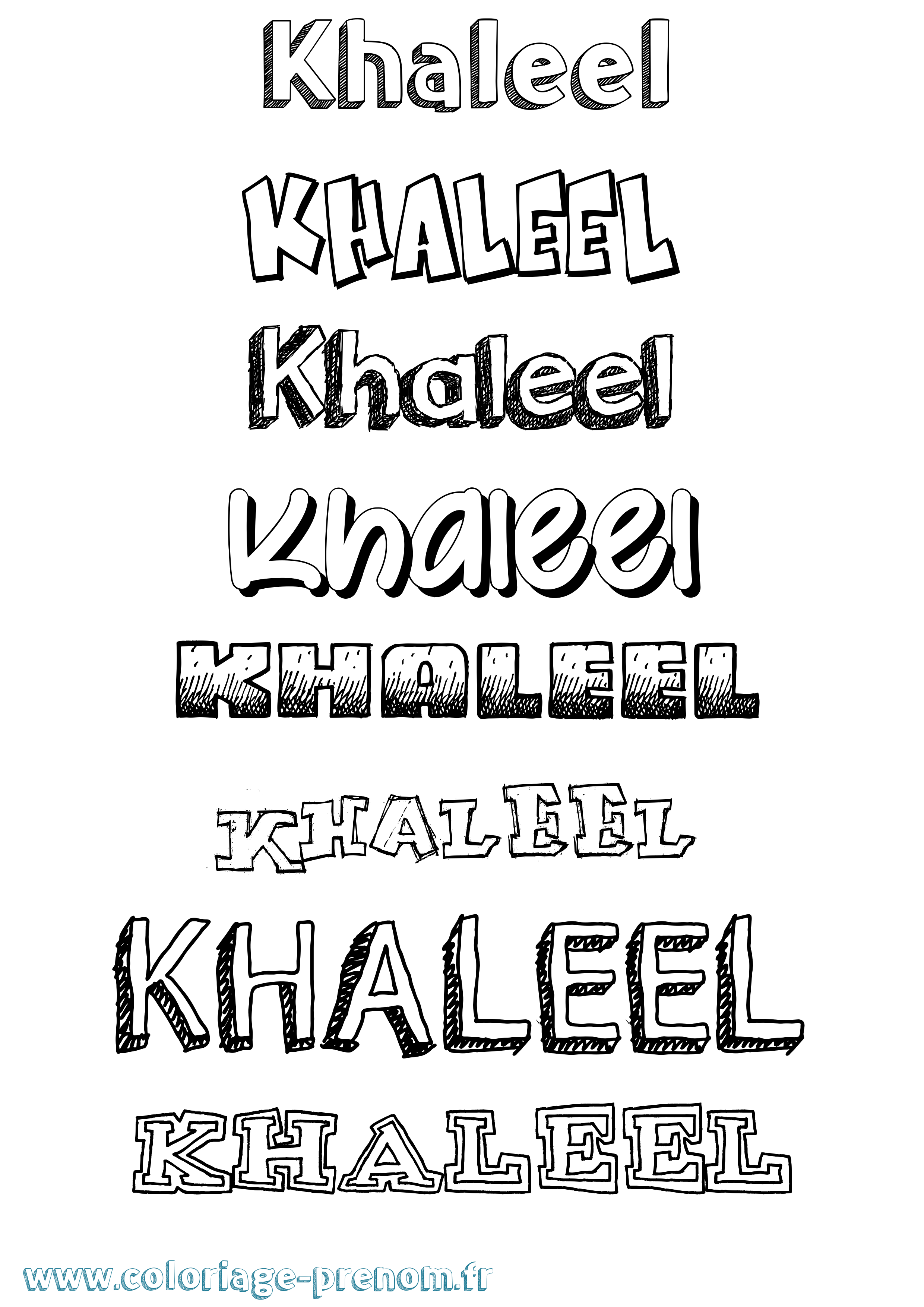 Coloriage Khaleel Dessiné Coloriage prénom Khaleel Dessiné
