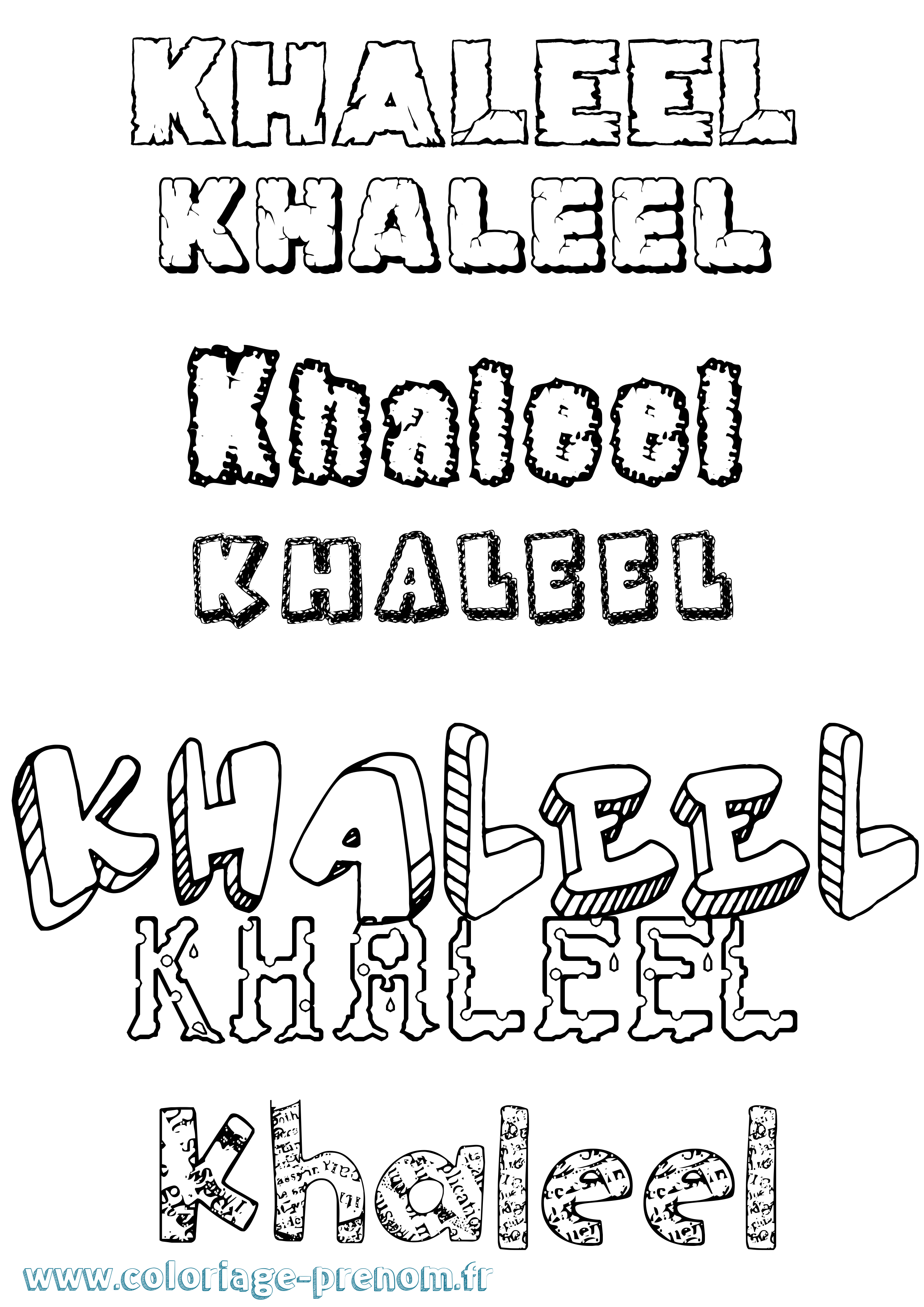 Coloriage Khaleel Destructuré Coloriage prénom Khaleel Destructuré