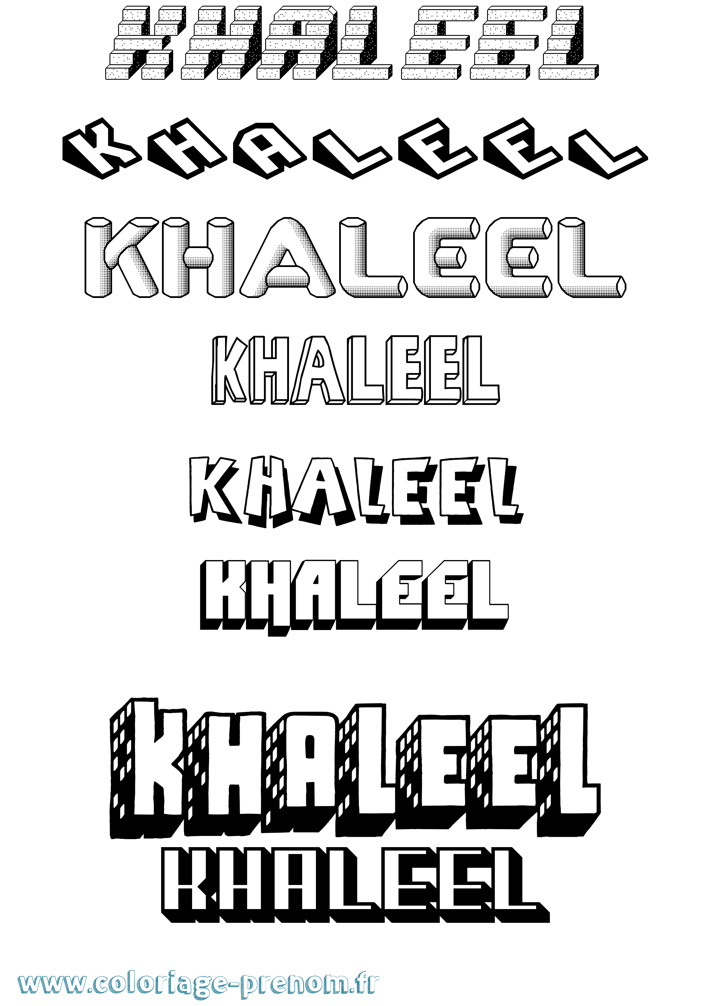Coloriage Khaleel Effet 3D Coloriage prénom Khaleel Effet 3D
