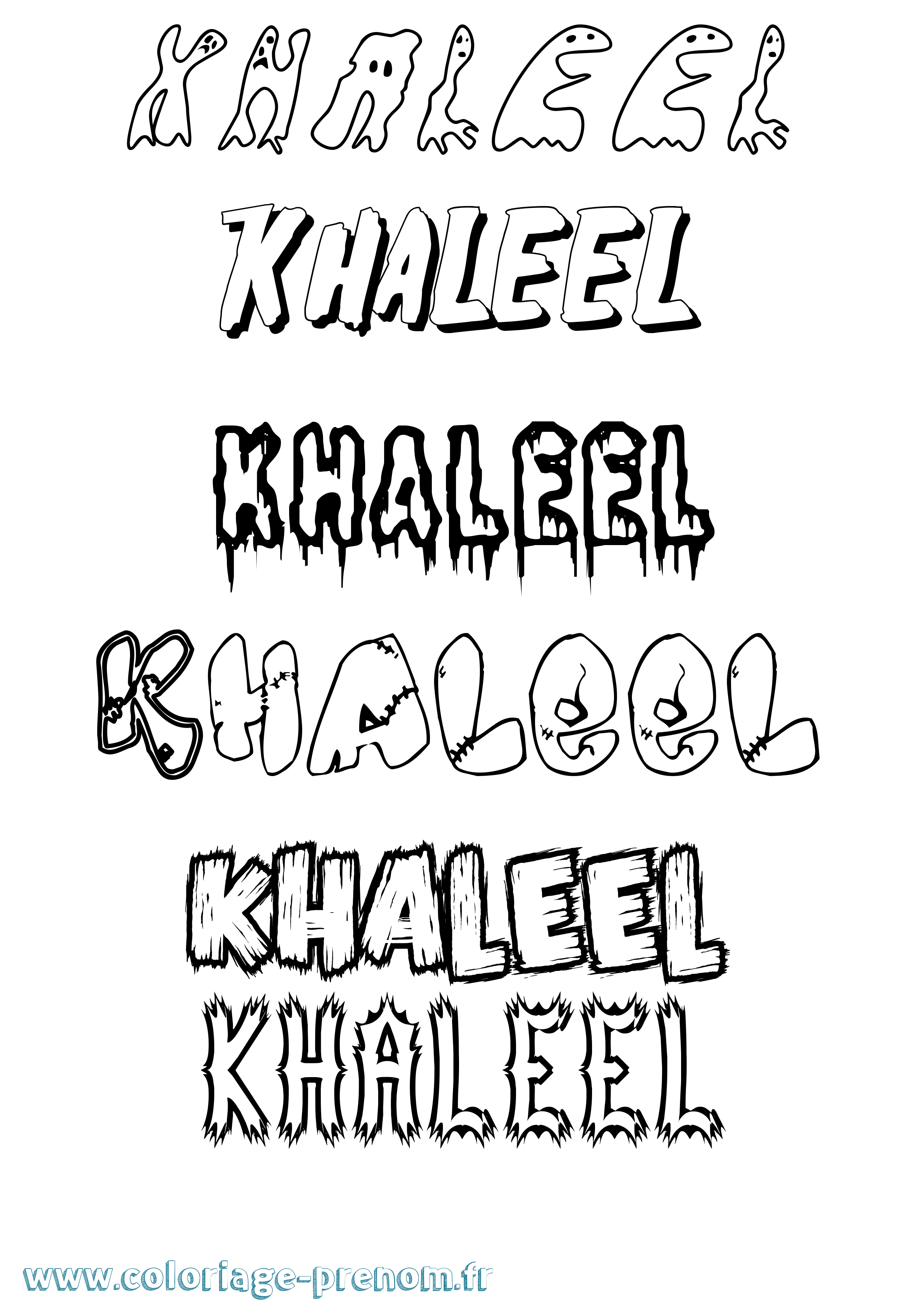 Coloriage Khaleel Frisson Coloriage prénom Khaleel Frisson