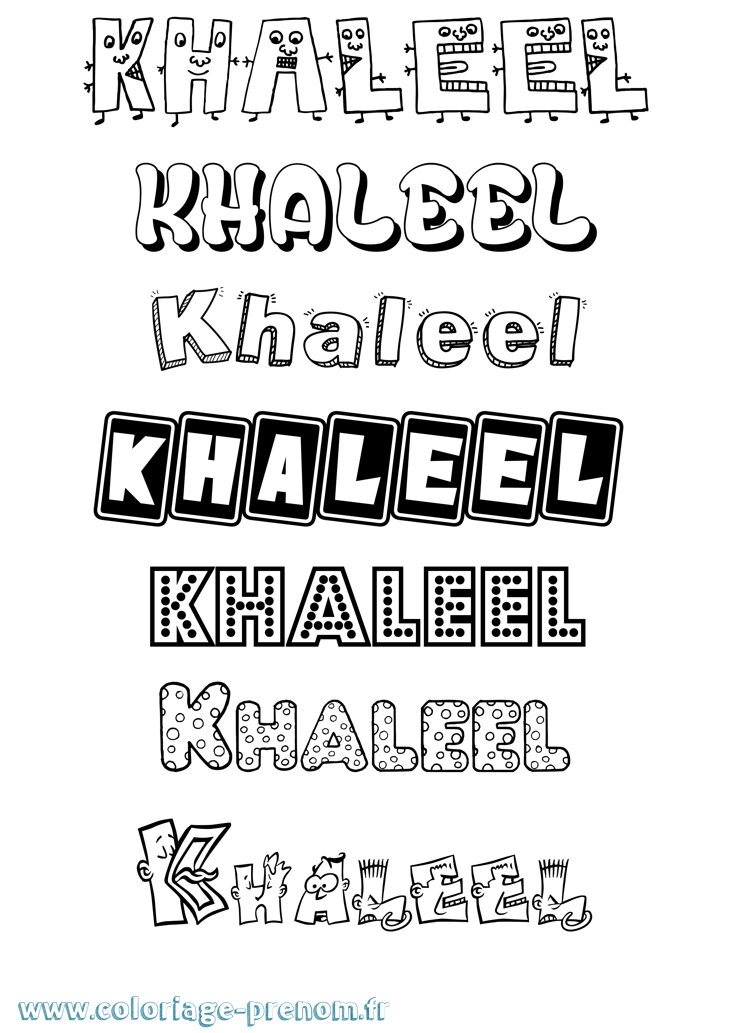 Coloriage Khaleel Fun Coloriage prénom Khaleel Fun