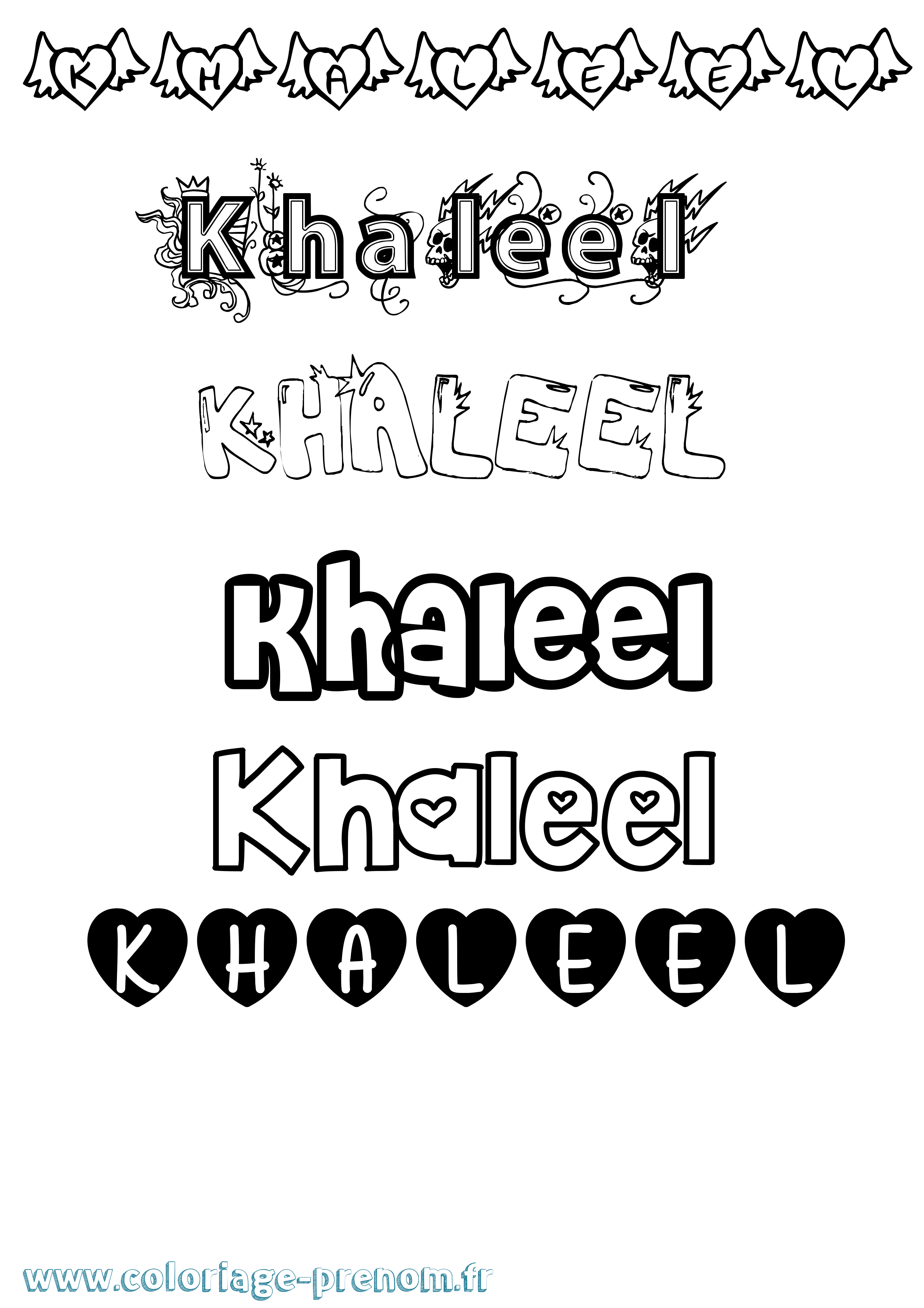 Coloriage Khaleel Girly Coloriage prénom Khaleel Girly