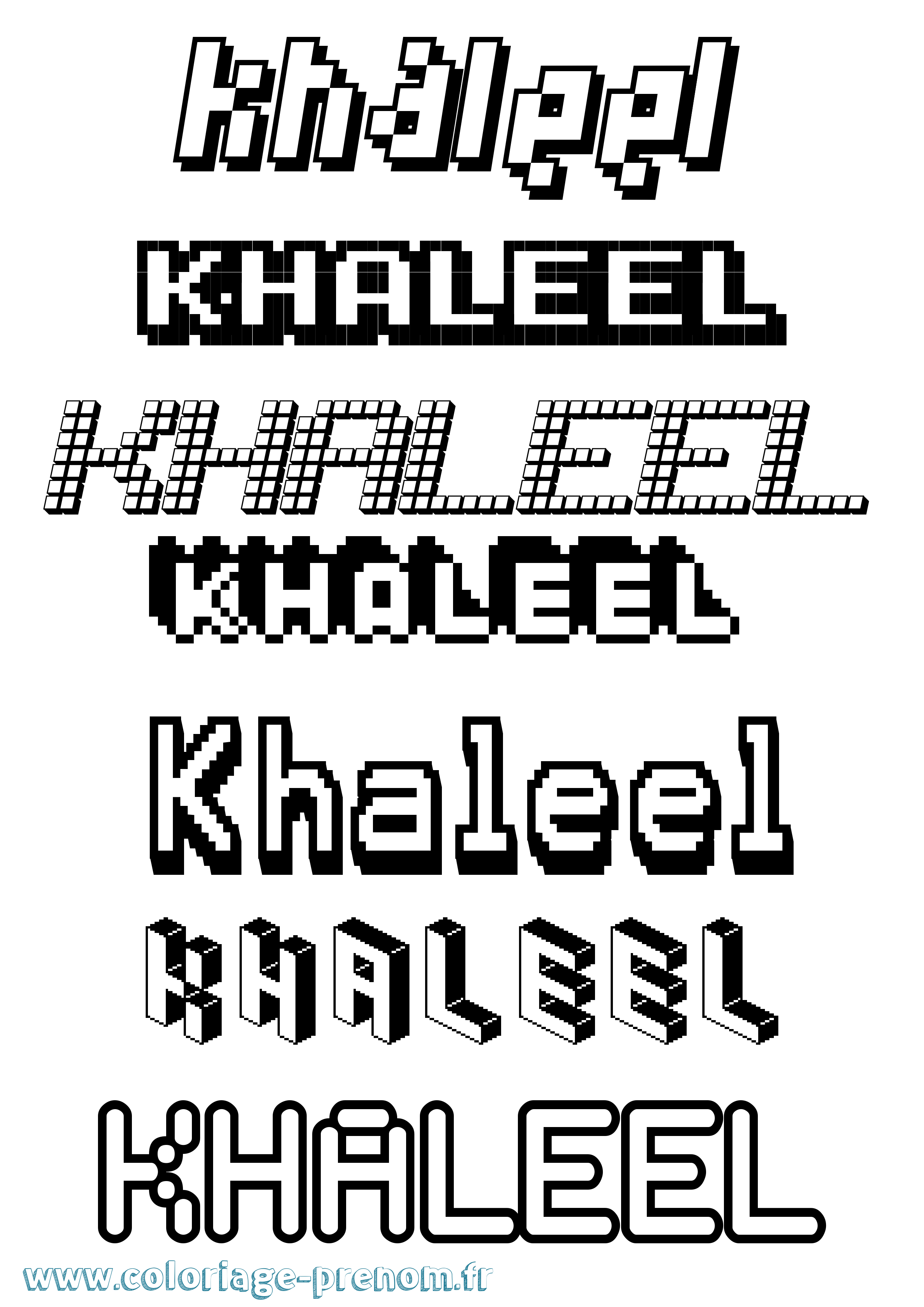 Coloriage Khaleel Pixel Coloriage prénom Khaleel Pixel