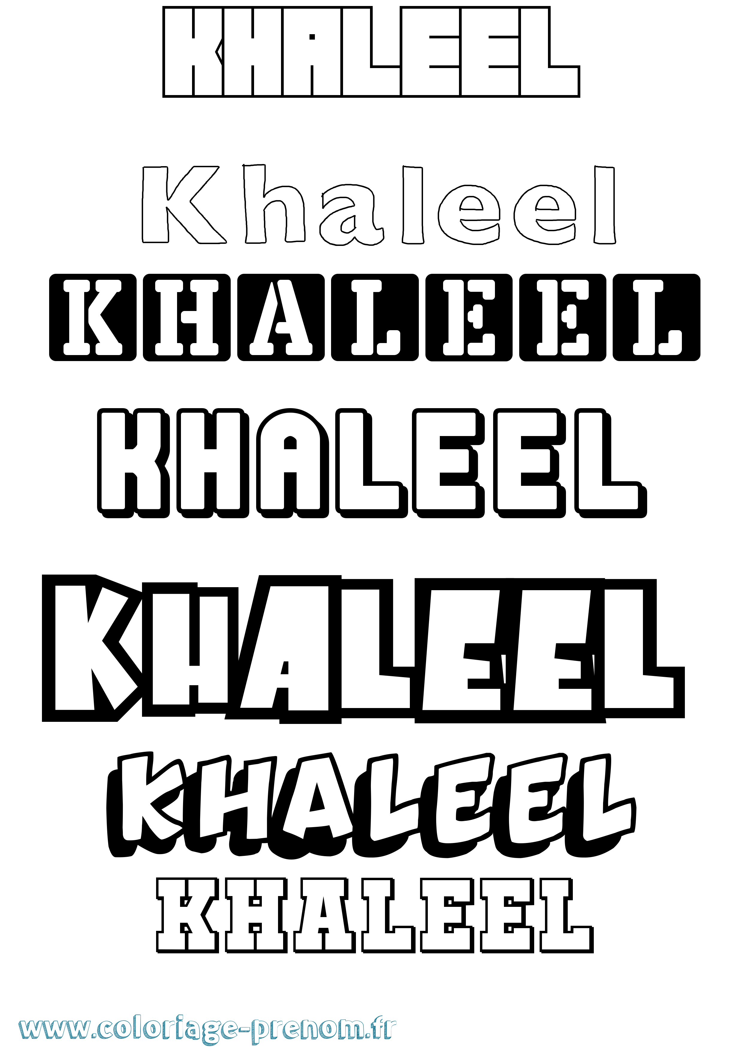 Coloriage Khaleel Simple Coloriage prénom Khaleel Simple