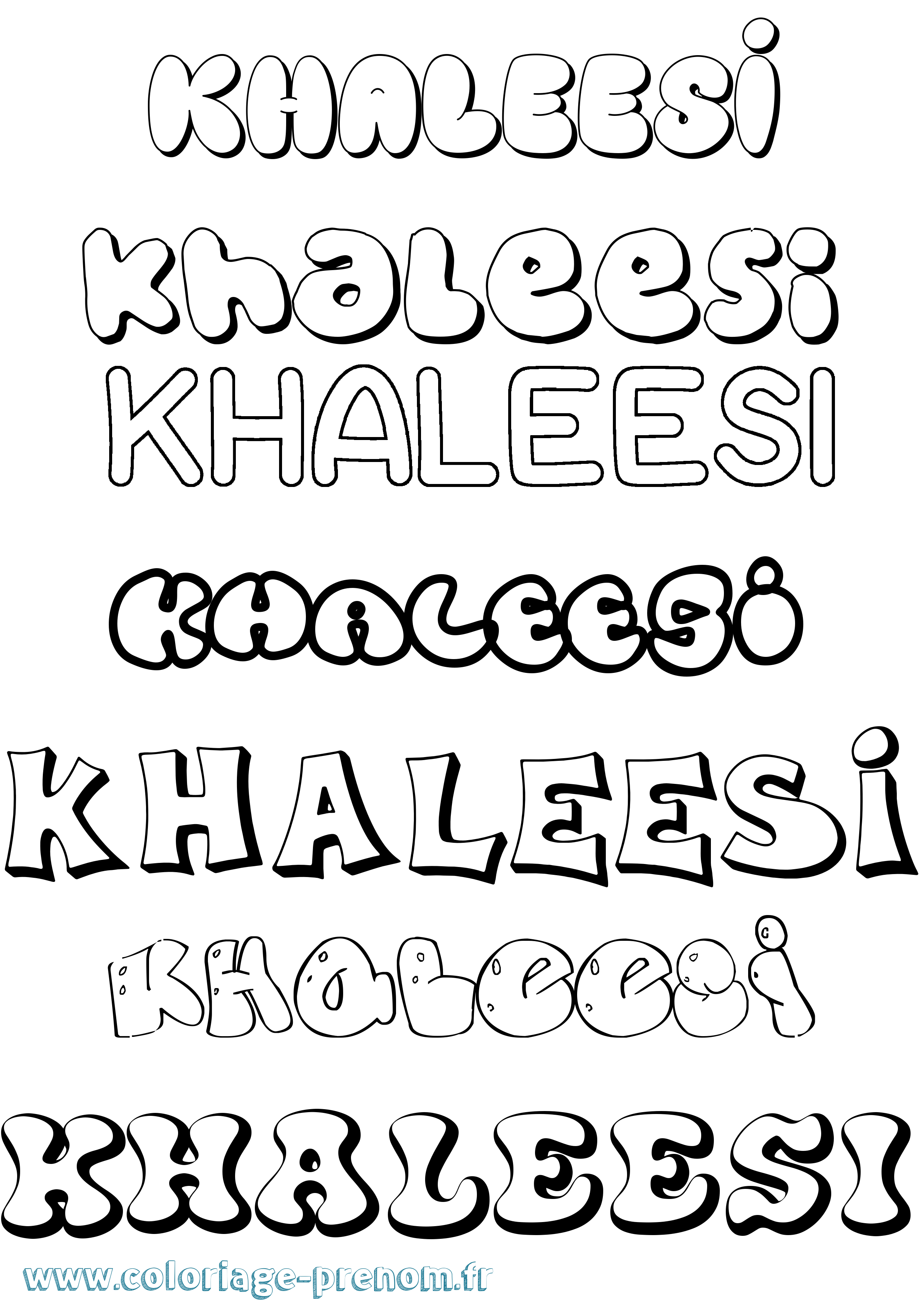 Coloriage Khaleesi Bubble Coloriage prénom Khaleesi Bubble