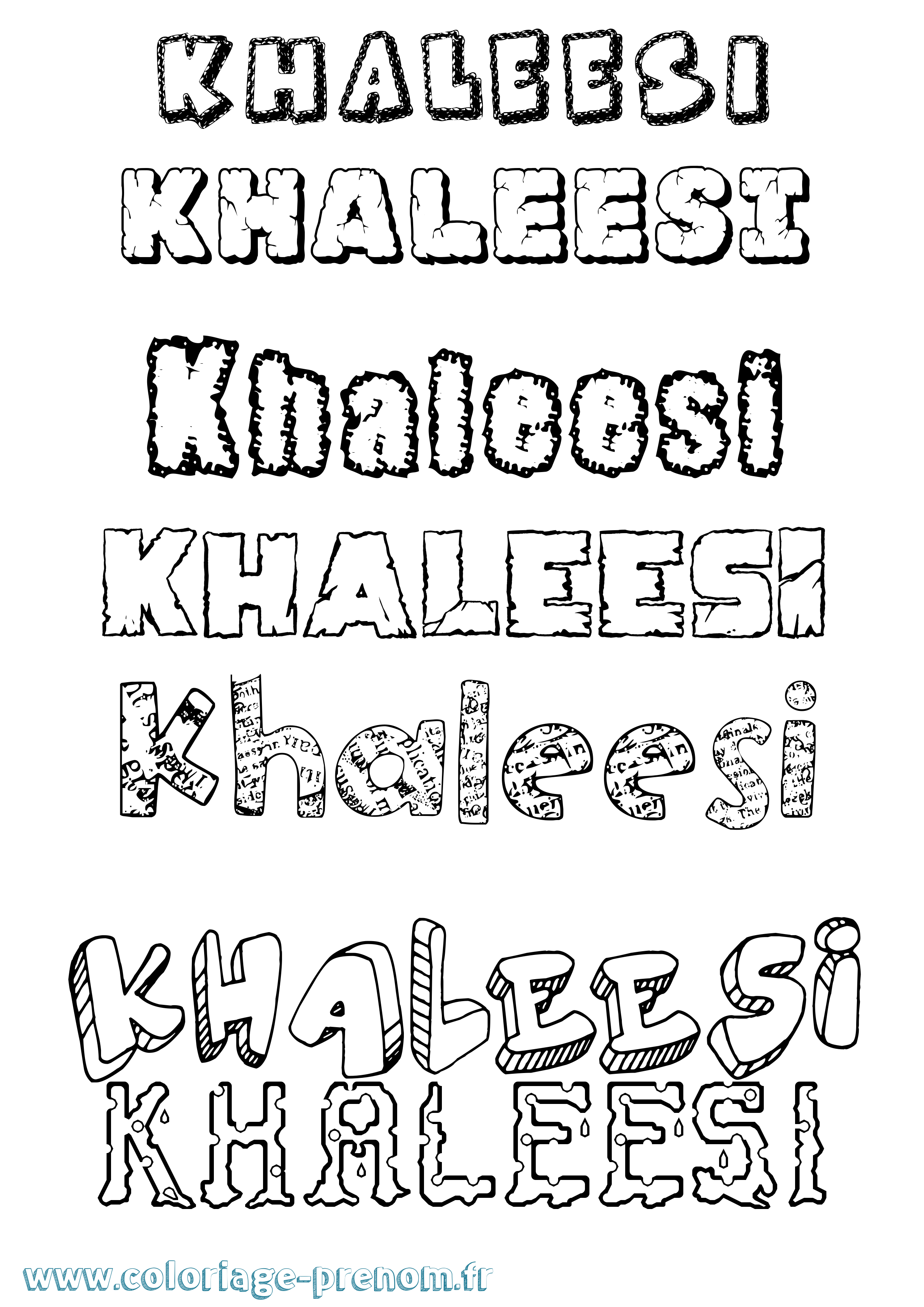 Coloriage Khaleesi Destructuré Coloriage prénom Khaleesi Destructuré