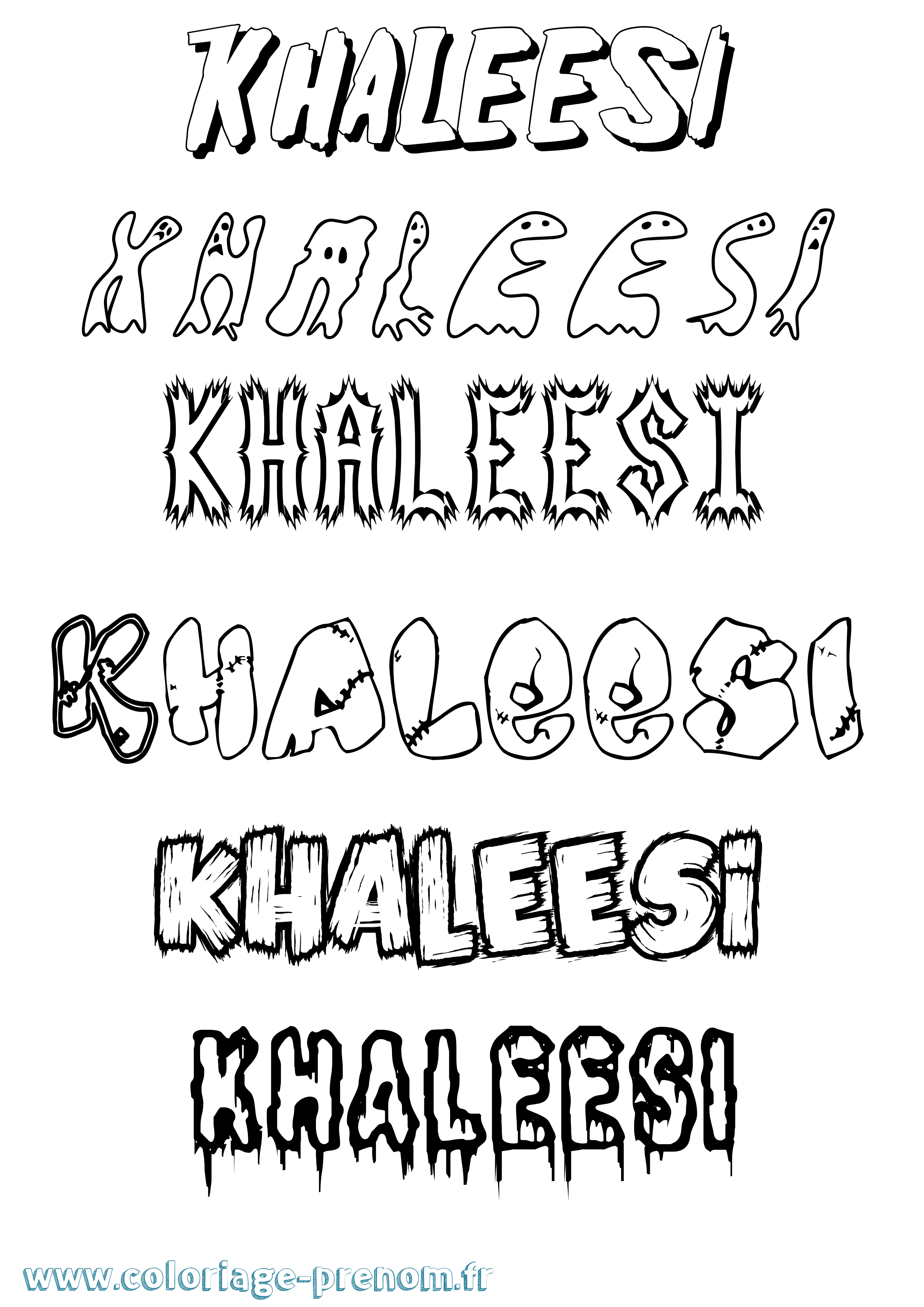 Coloriage Khaleesi Frisson Coloriage prénom Khaleesi Frisson