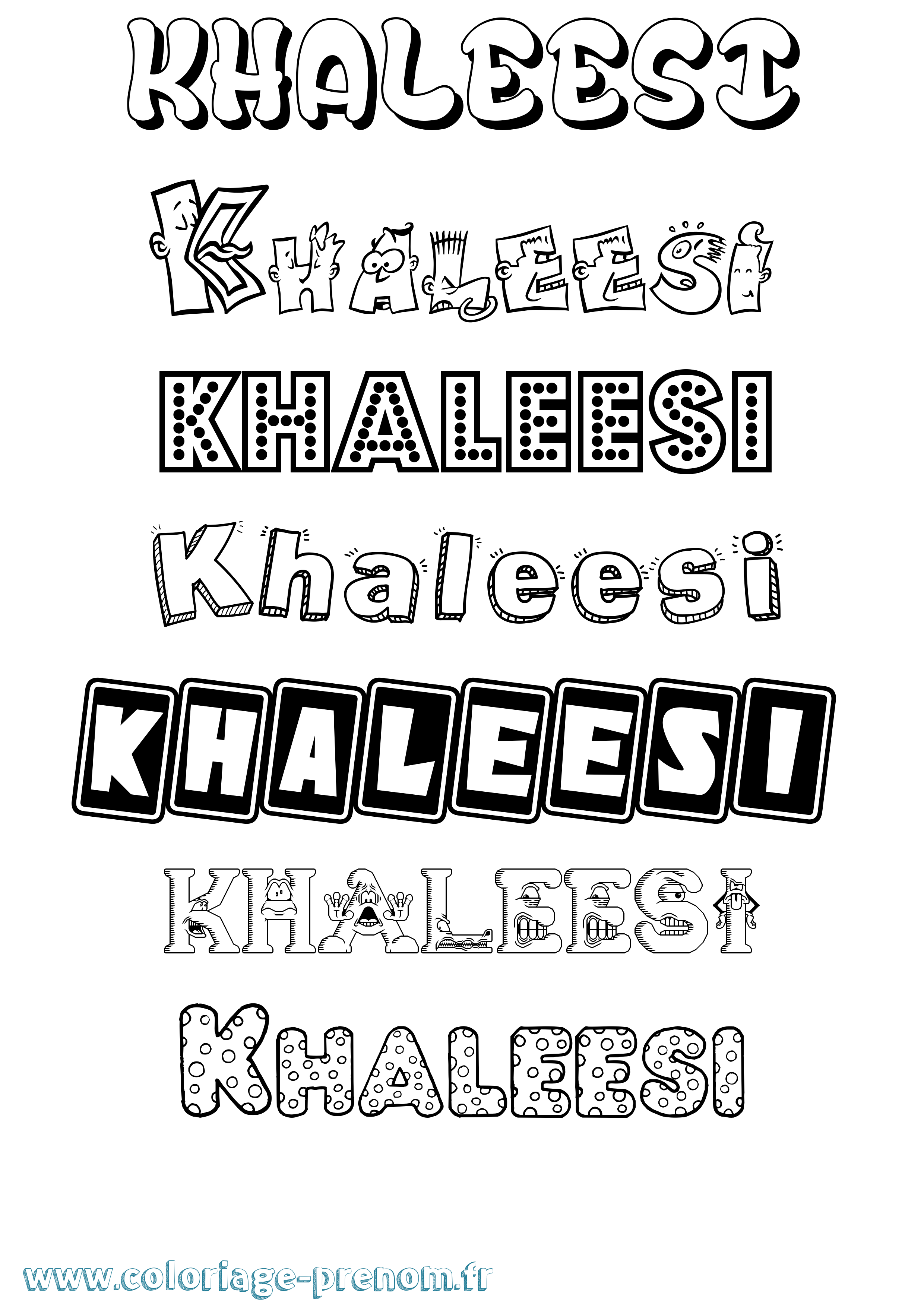 Coloriage Khaleesi Fun Coloriage prénom Khaleesi Fun