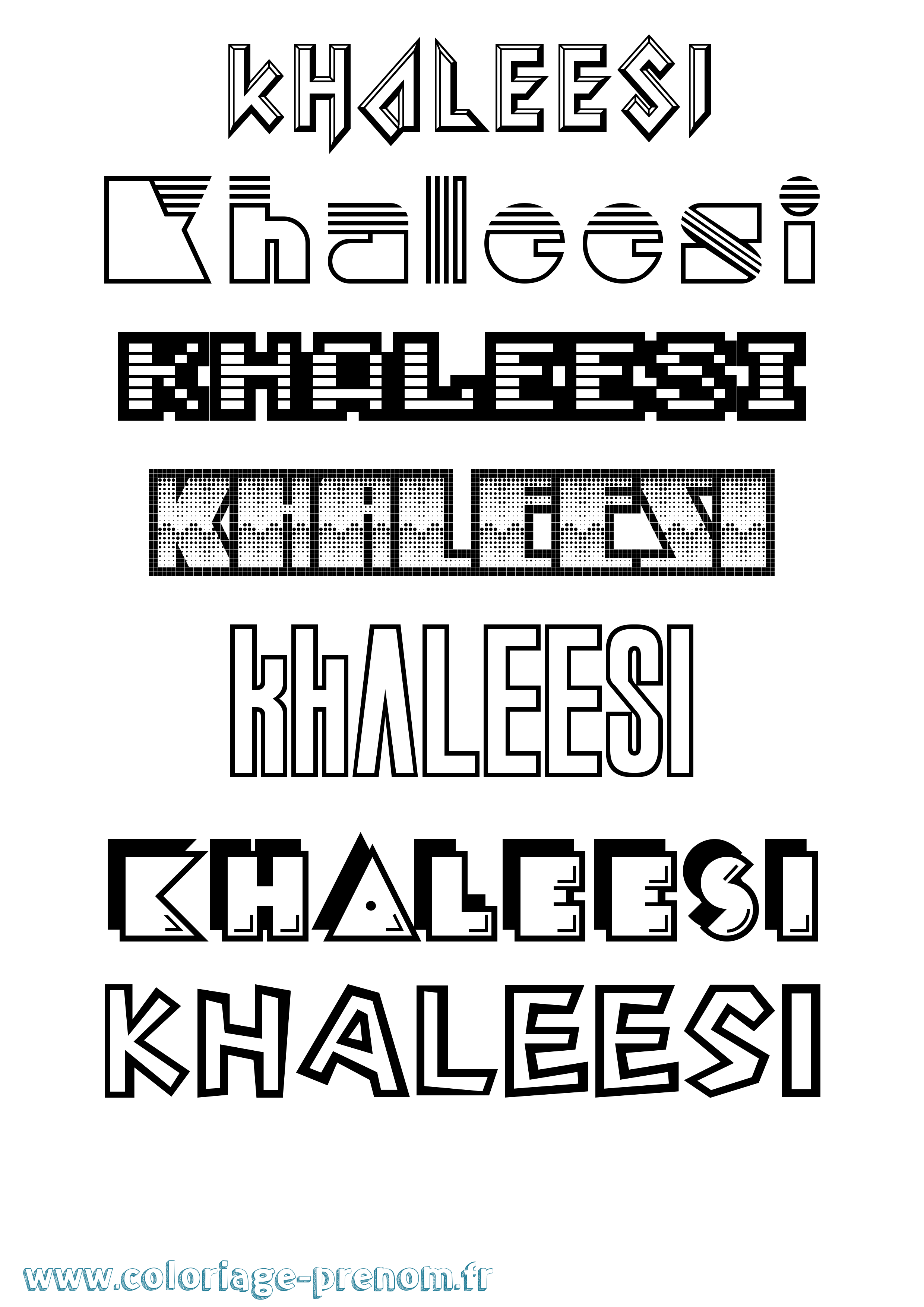 Coloriage Khaleesi Jeux Vidéos Coloriage prénom Khaleesi Jeux Vidéos