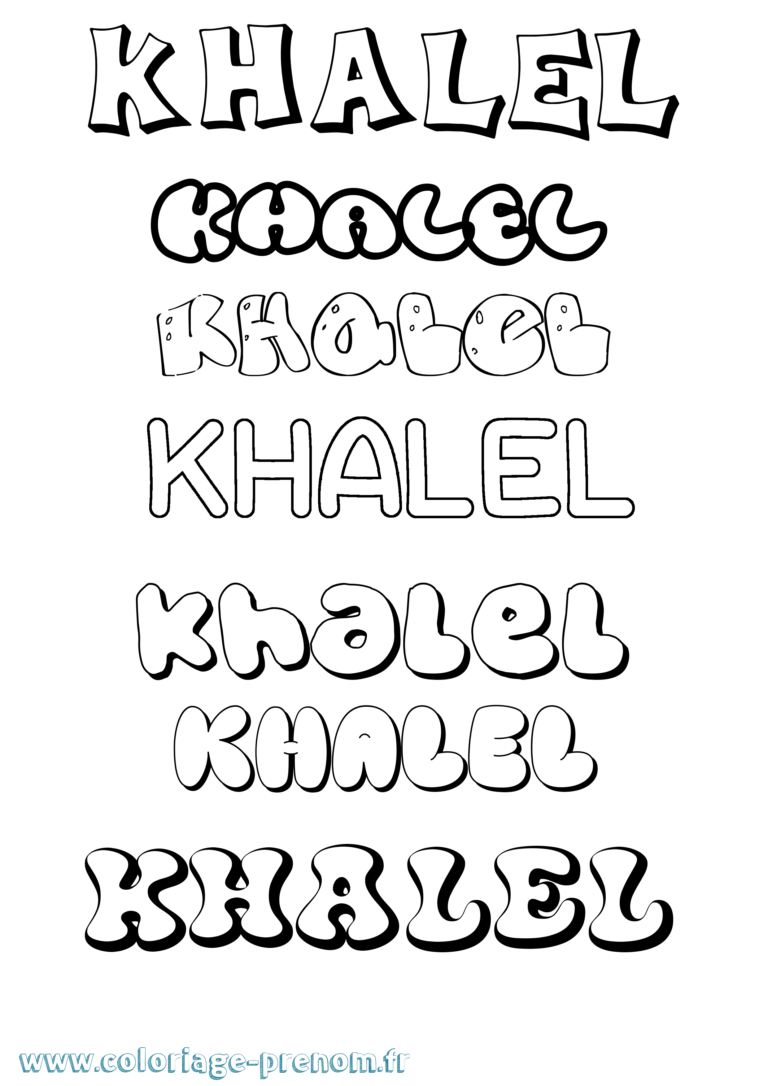 Coloriage Khalel Bubble Coloriage prénom Khalel Bubble