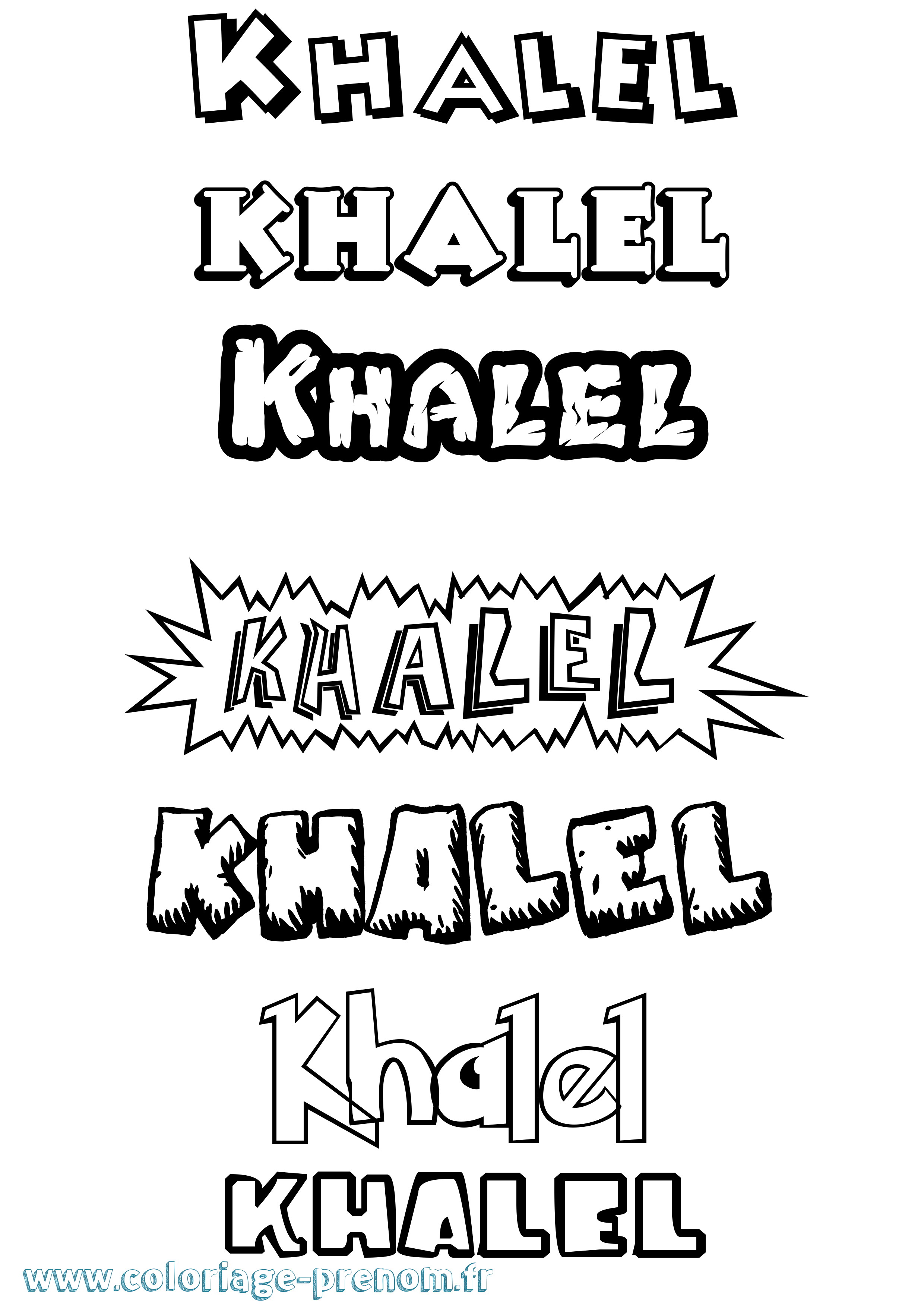 Coloriage Khalel Dessin Animé Coloriage prénom Khalel Dessin Animé