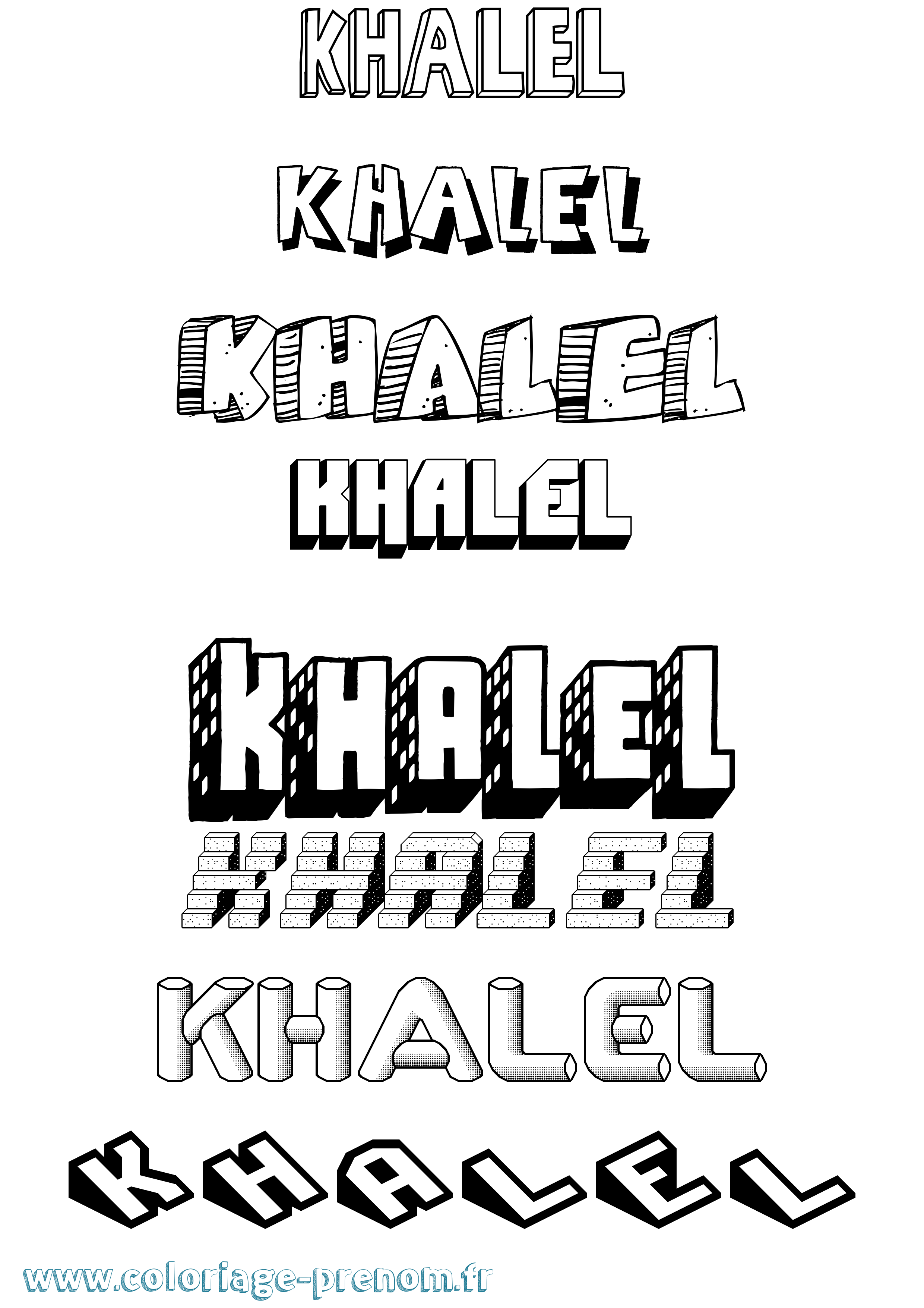 Coloriage Khalel Effet 3D Coloriage prénom Khalel Effet 3D