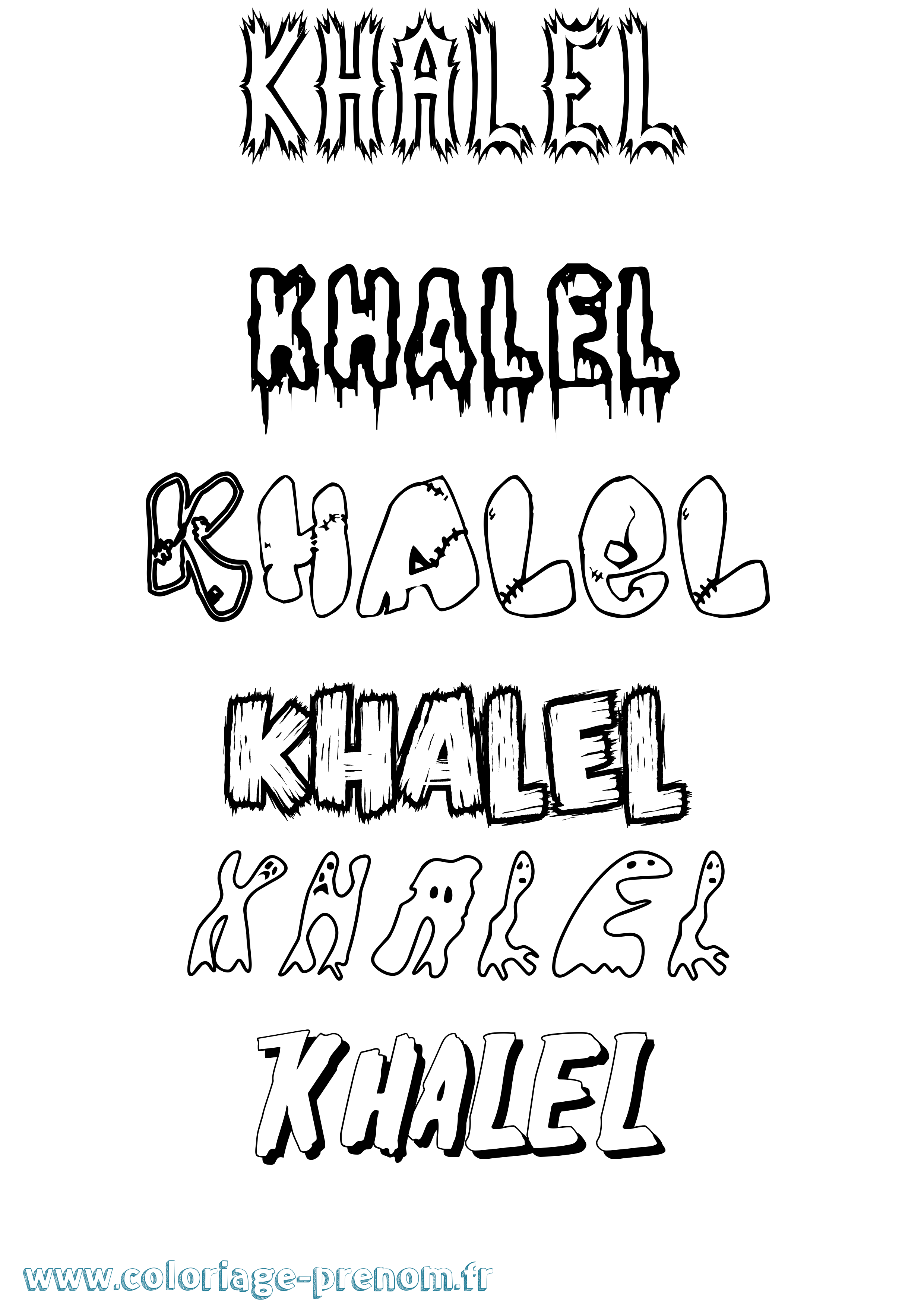 Coloriage Khalel Frisson Coloriage prénom Khalel Frisson