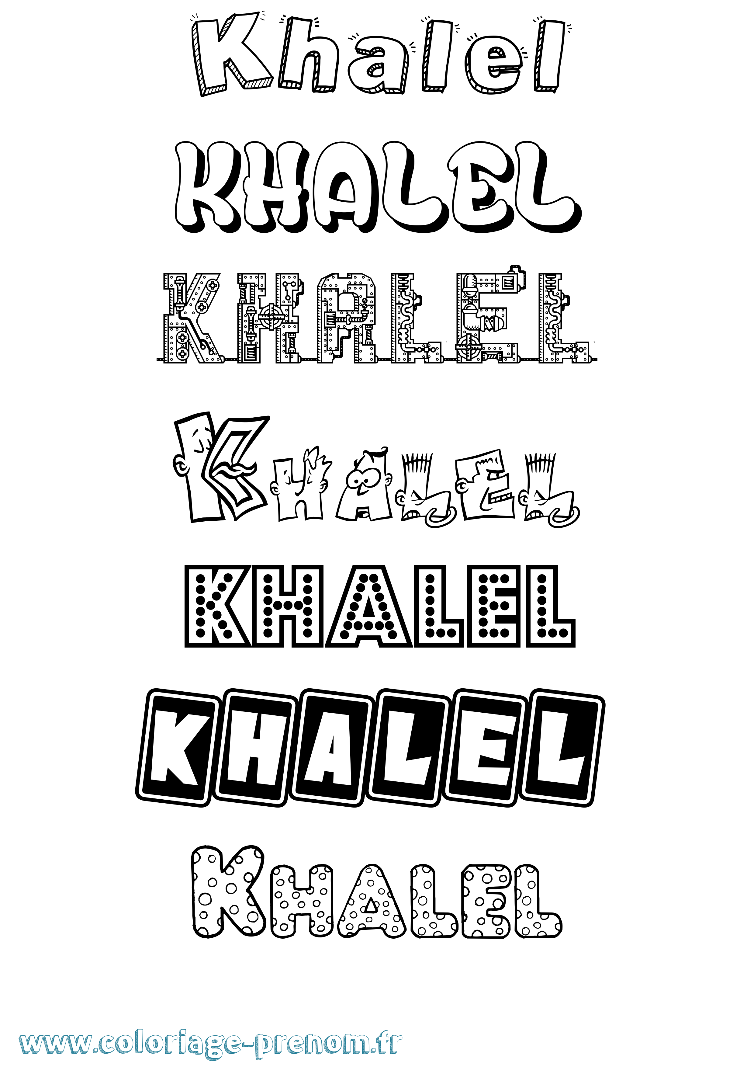 Coloriage Khalel Fun Coloriage prénom Khalel Fun