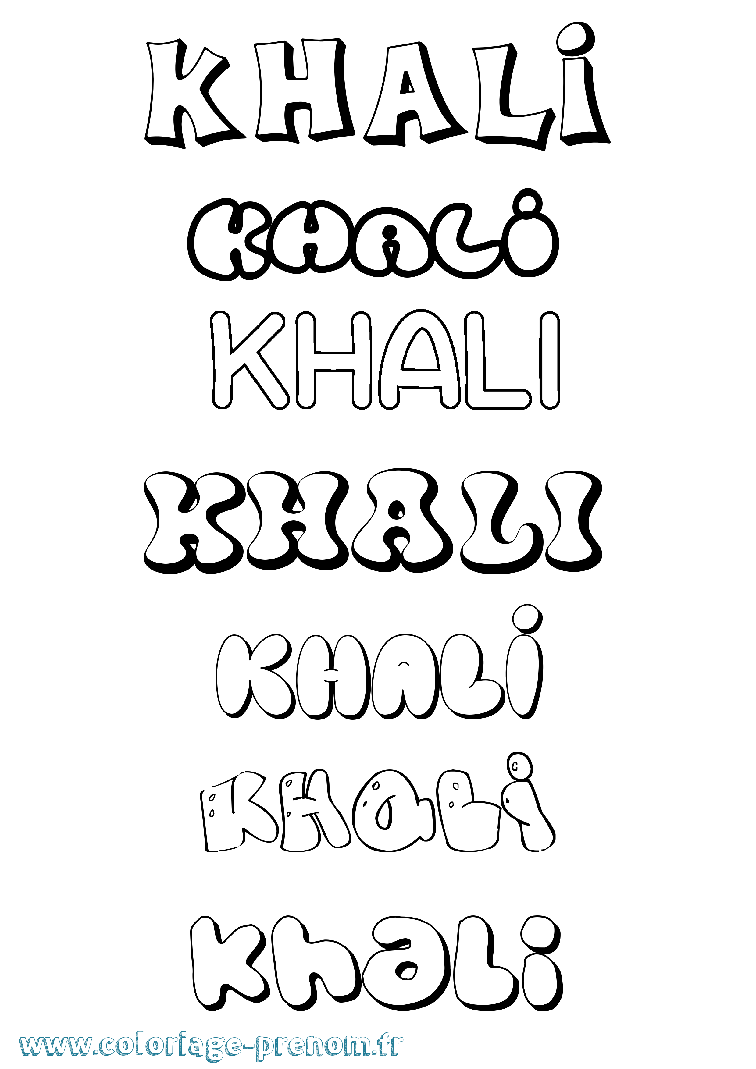 Coloriage Khali Bubble Coloriage prénom Khali Bubble