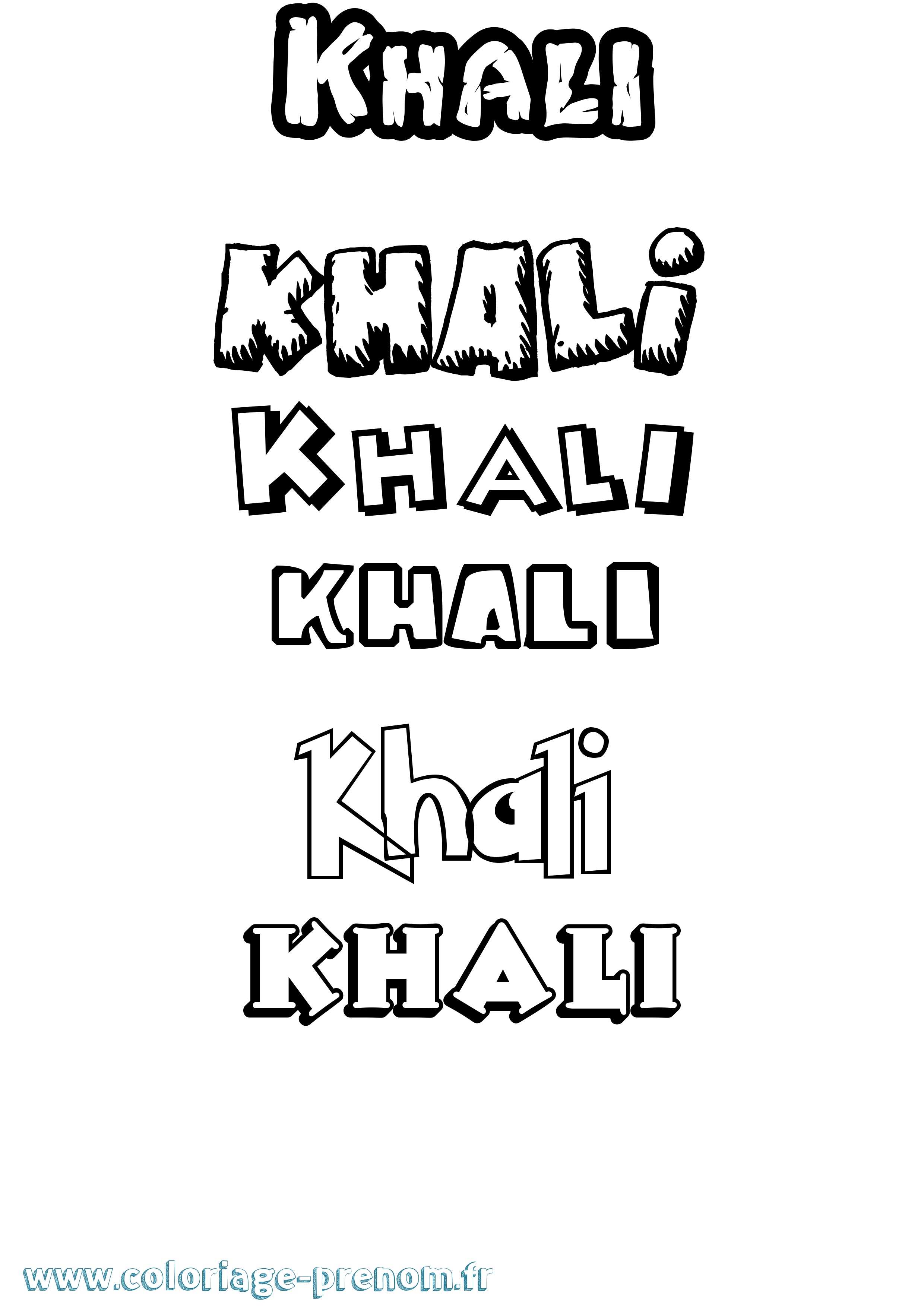Coloriage Khali Dessin Animé Coloriage prénom Khali Dessin Animé