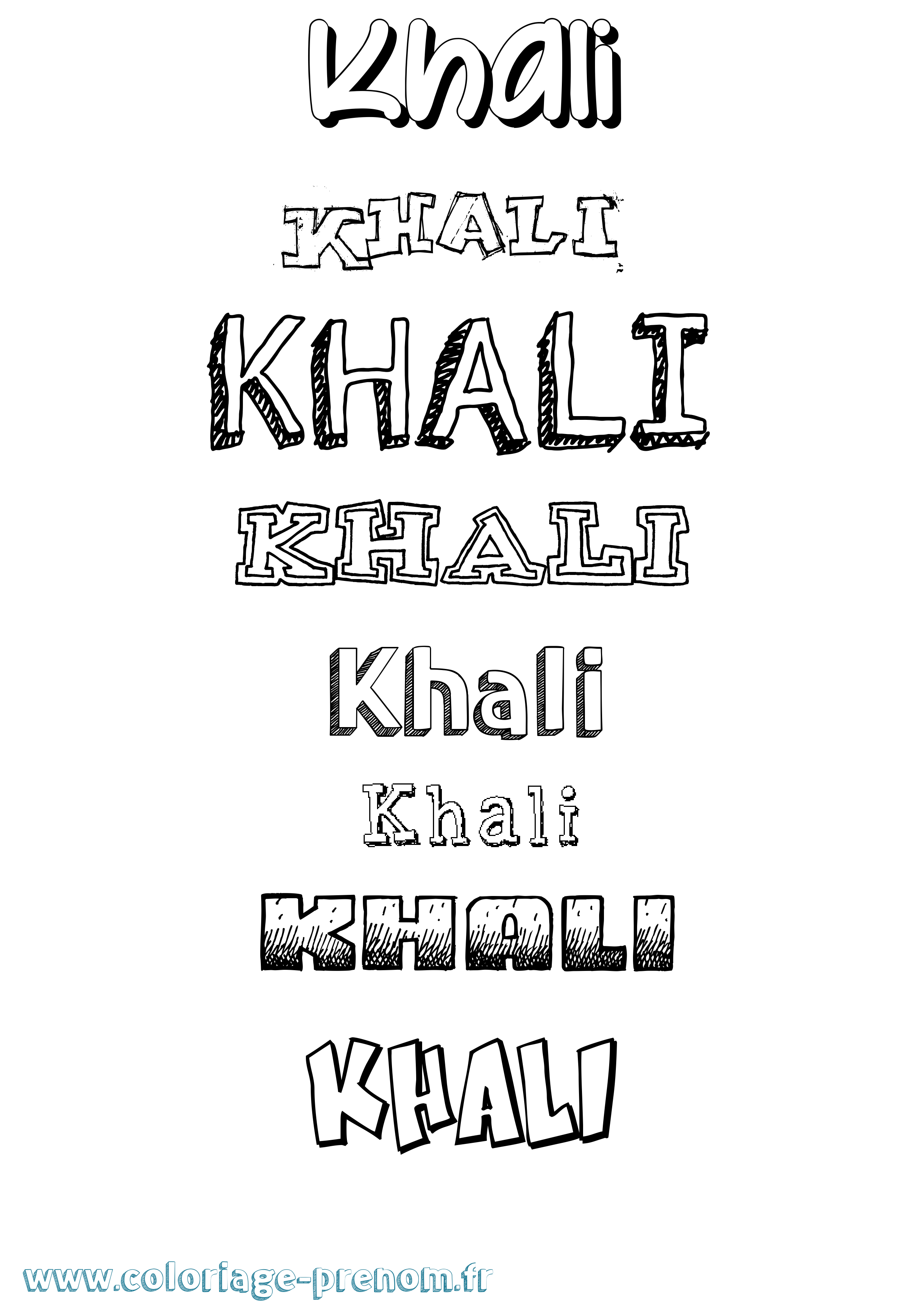 Coloriage Khali Dessiné Coloriage prénom Khali Dessiné