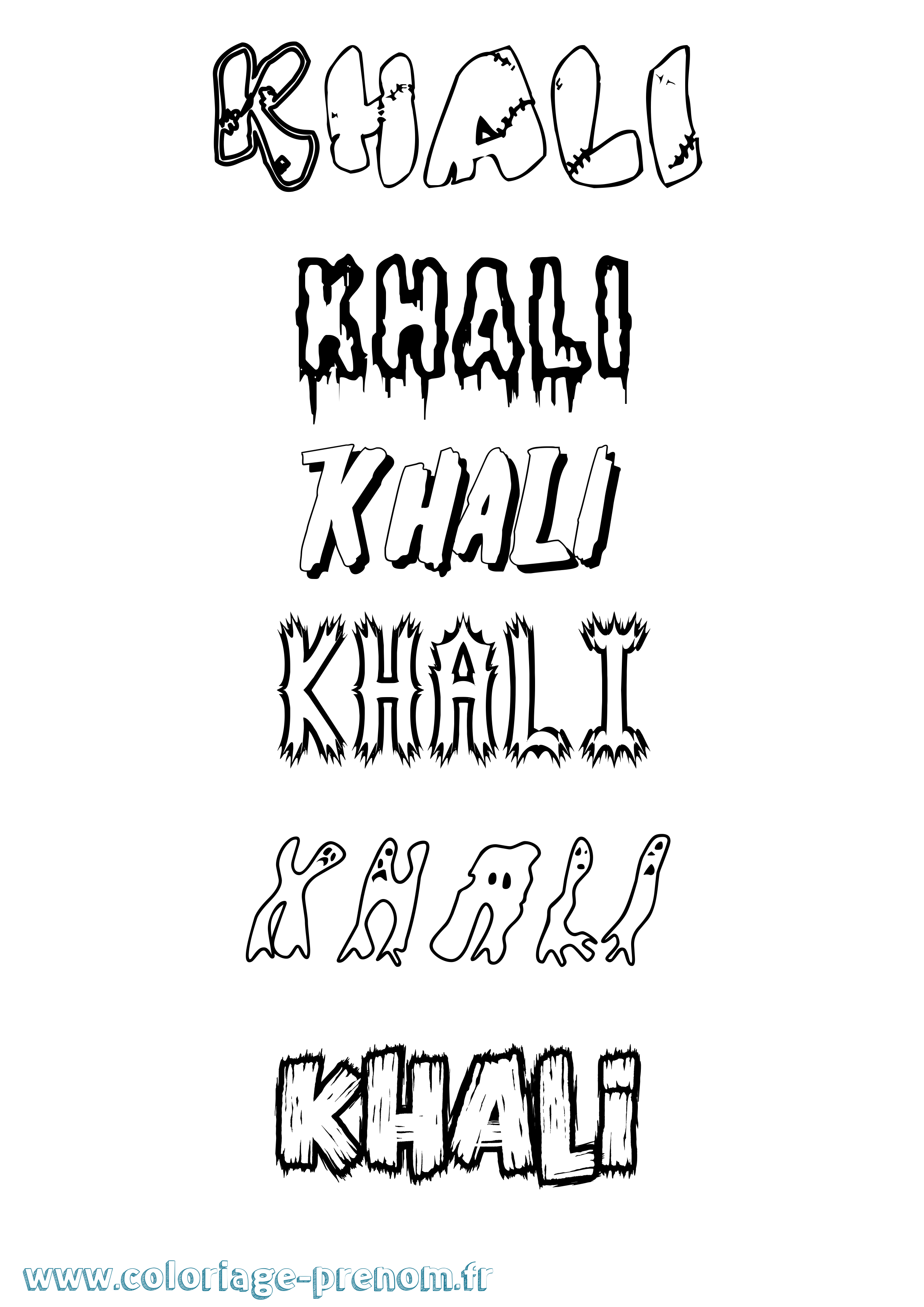 Coloriage Khali Frisson Coloriage prénom Khali Frisson