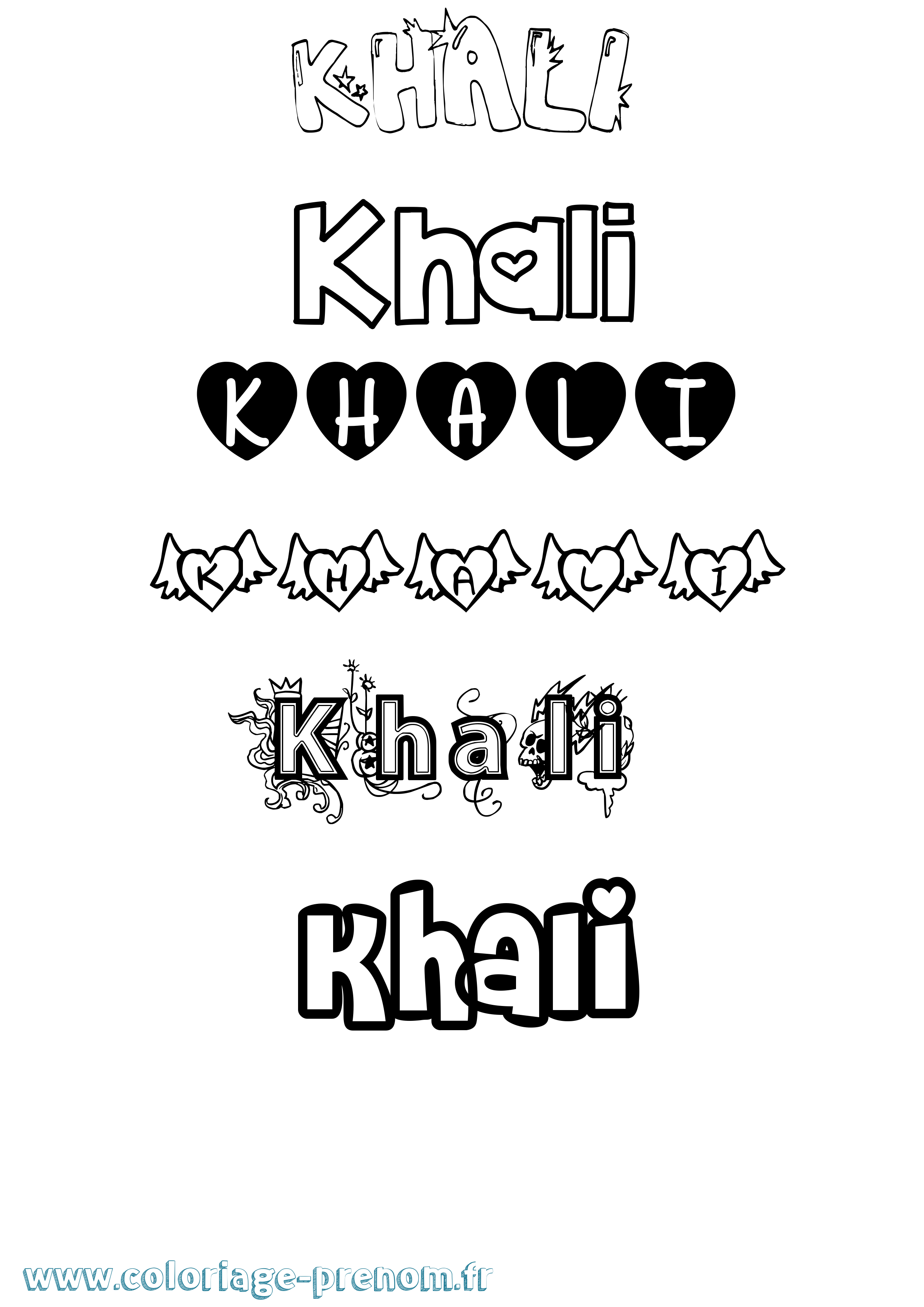 Coloriage Khali Girly Coloriage prénom Khali Girly