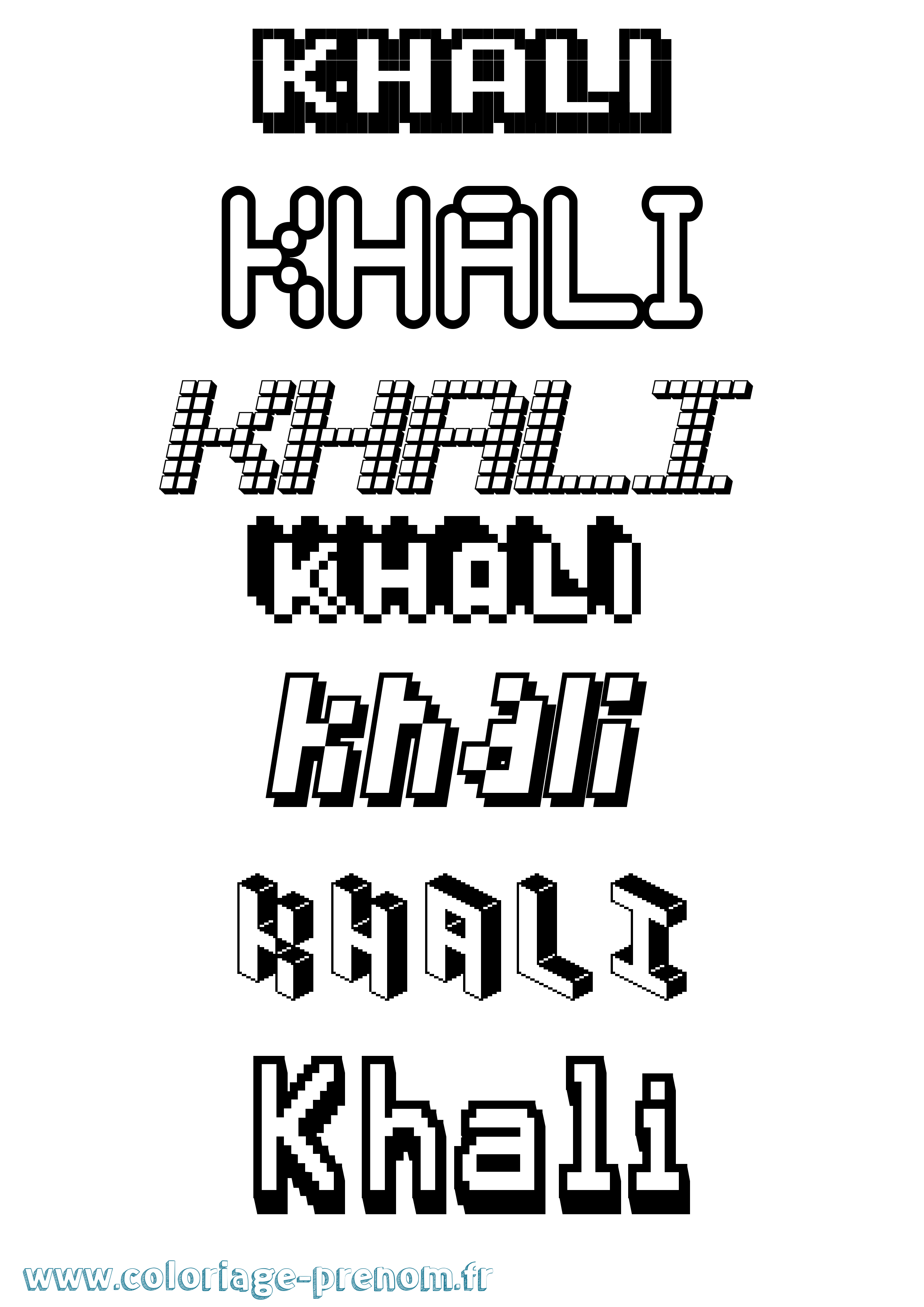 Coloriage Khali Pixel Coloriage prénom Khali Pixel