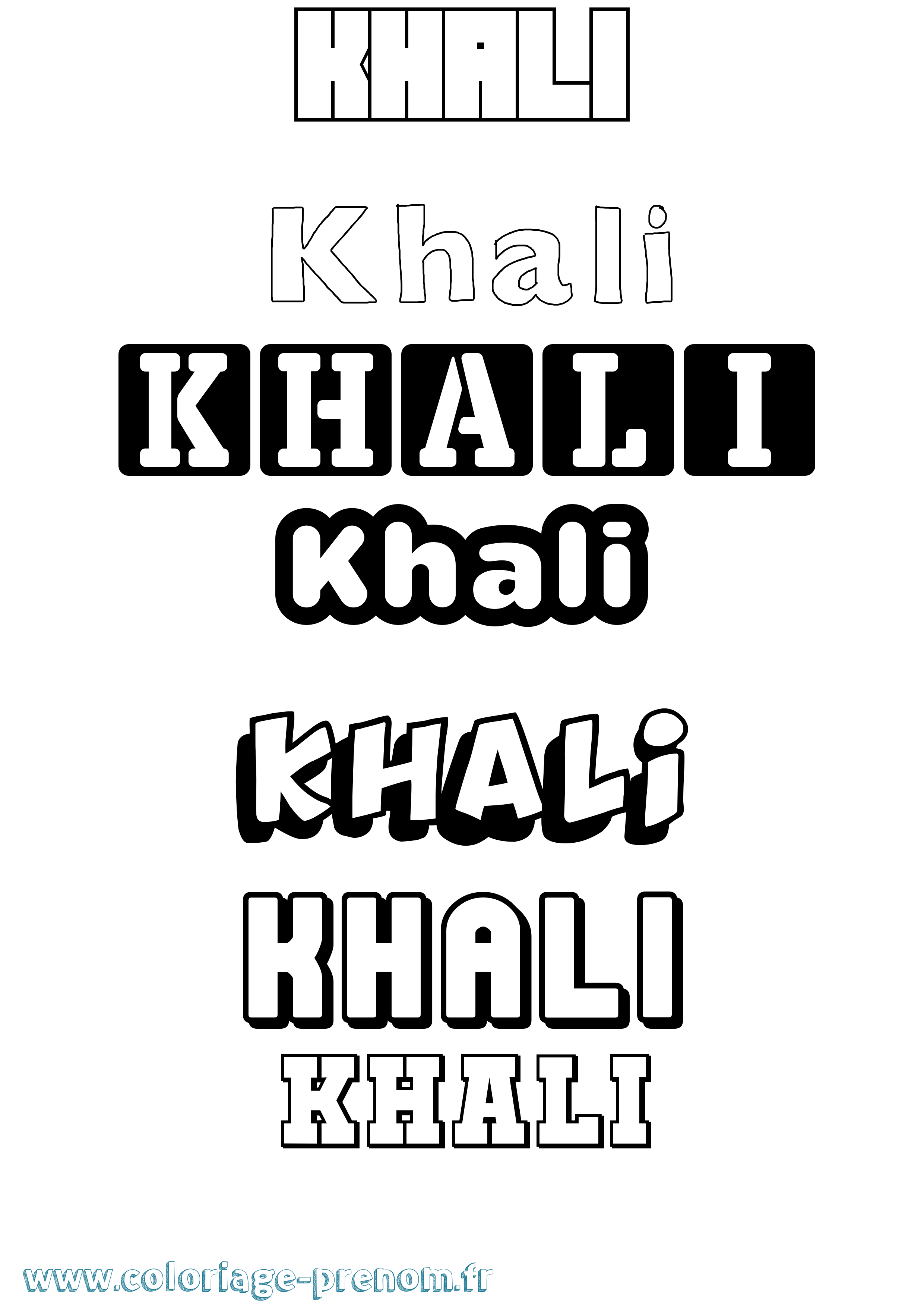 Coloriage Khali Simple Coloriage prénom Khali Simple
