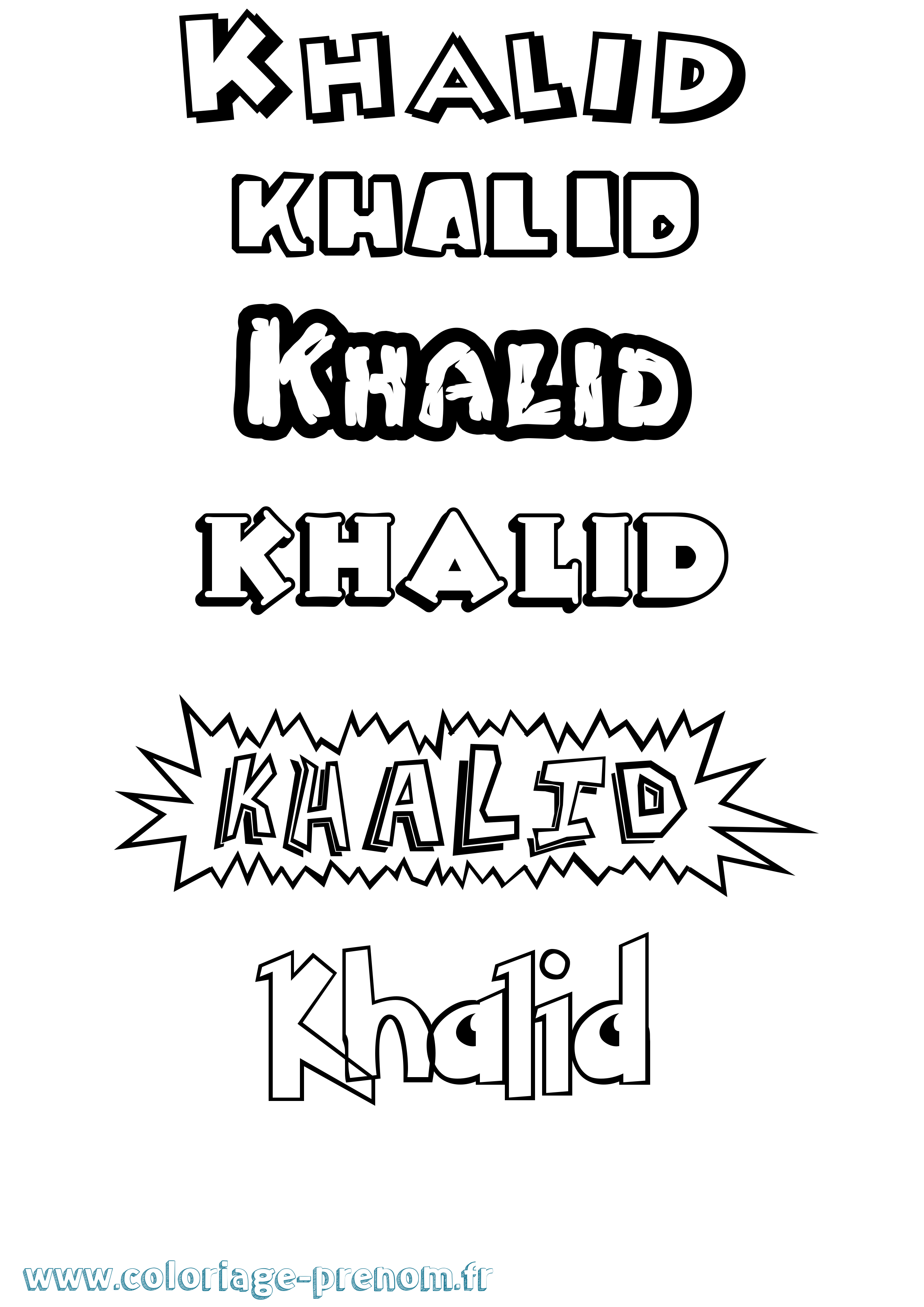 Coloriage Khalid Dessin Animé Coloriage prénom Khalid Dessin Animé