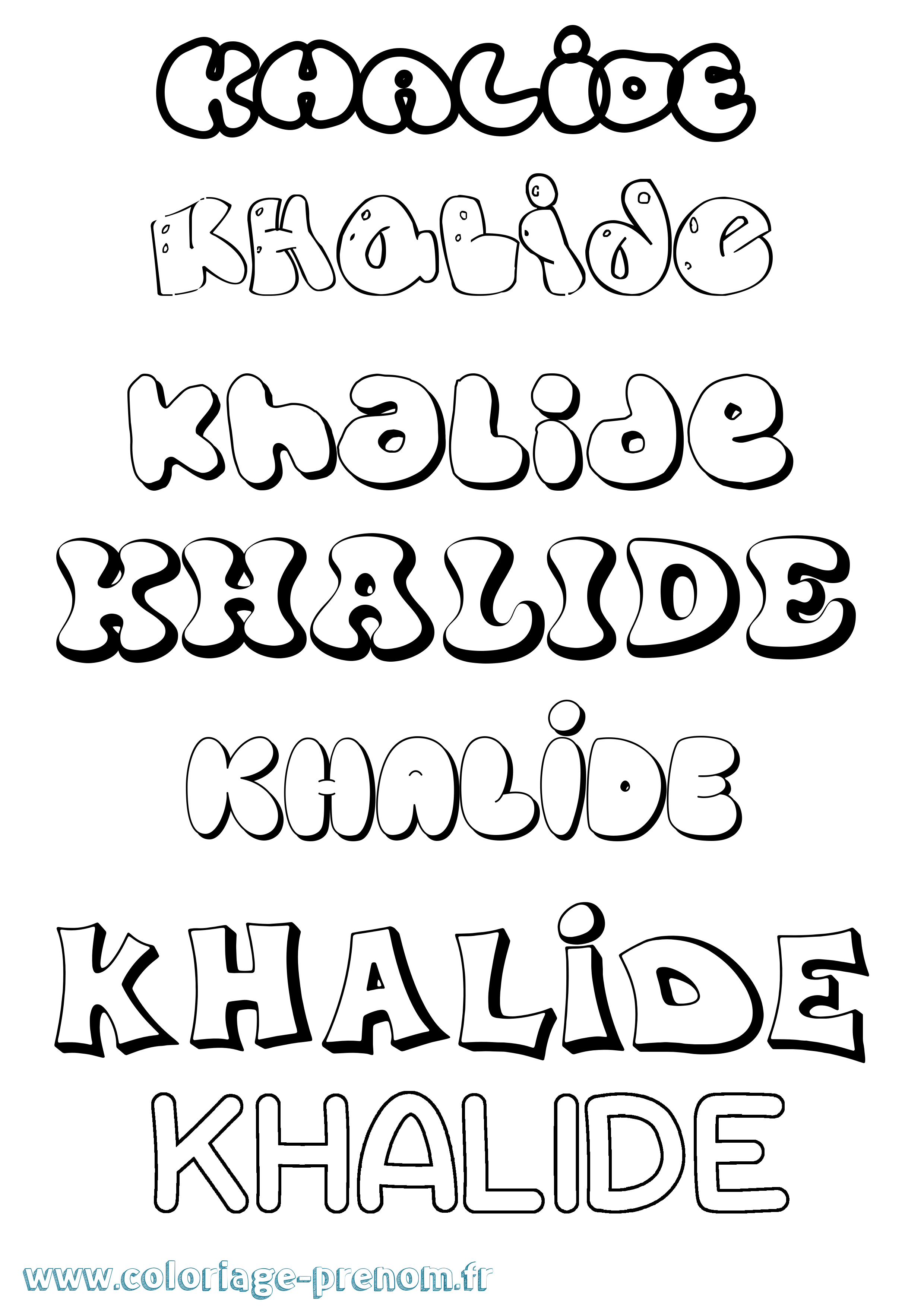 Coloriage Khalide Bubble Coloriage prénom Khalide Bubble