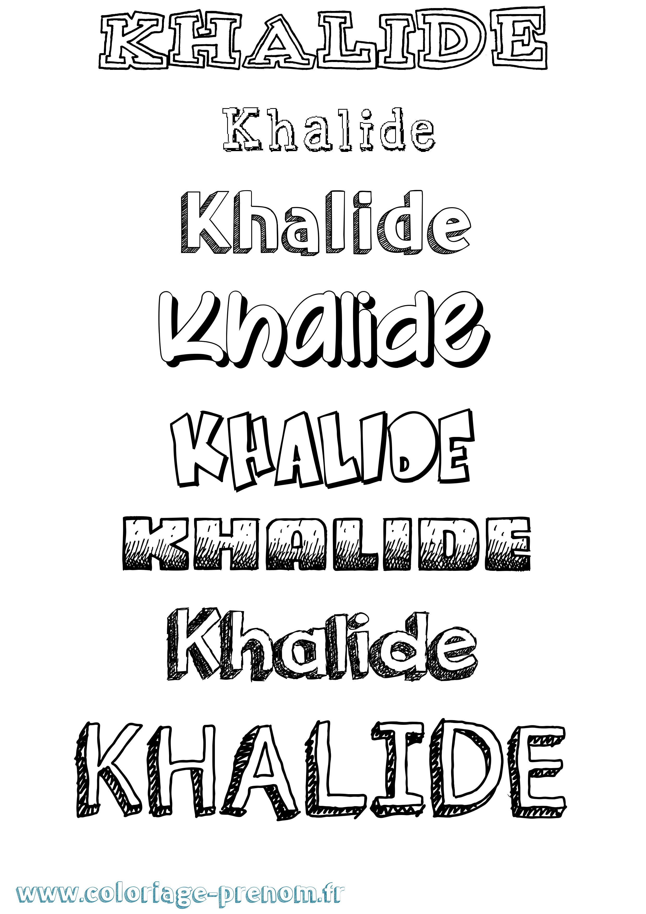 Coloriage Khalide Dessiné Coloriage prénom Khalide Dessiné