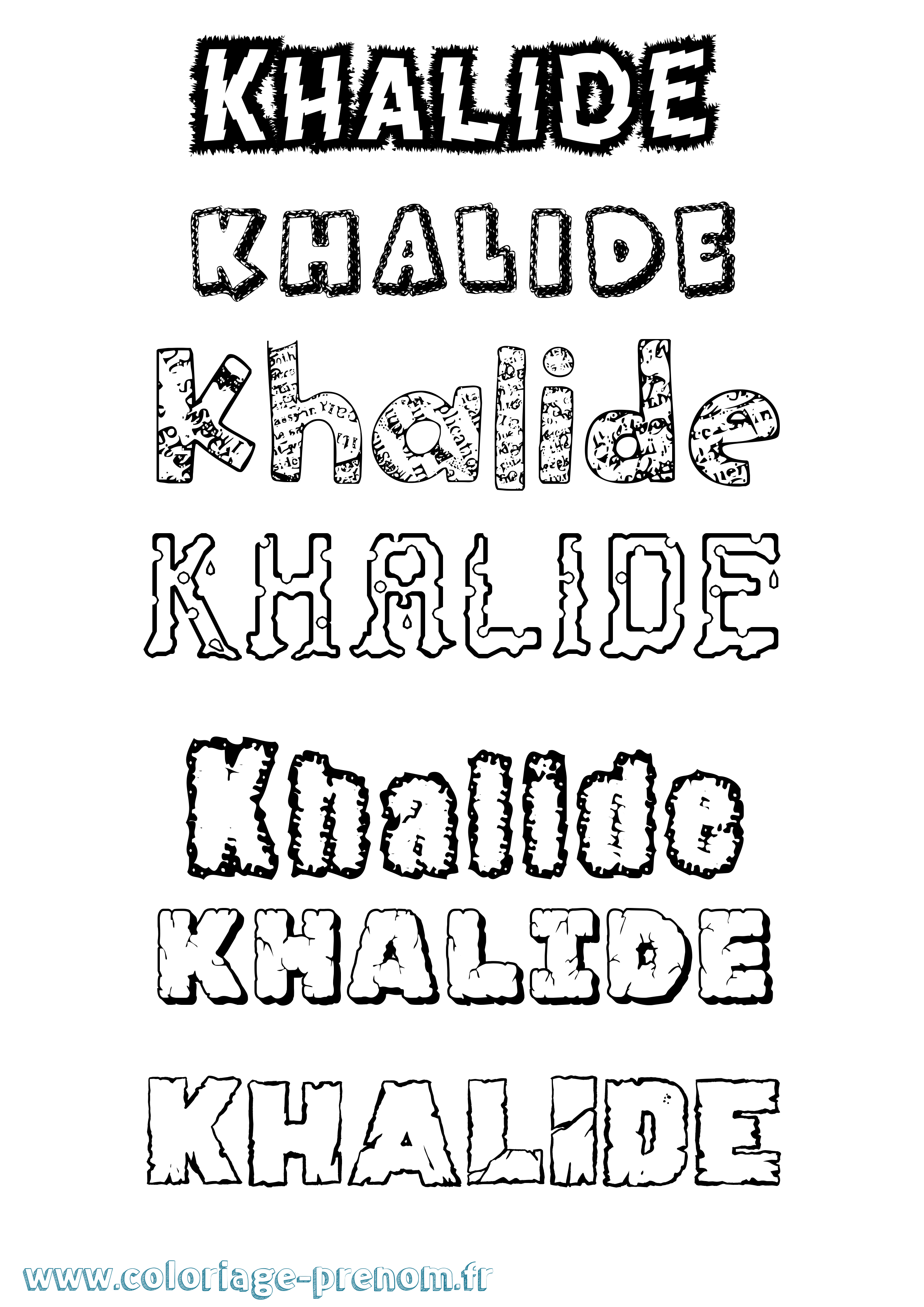Coloriage Khalide Destructuré Coloriage prénom Khalide Destructuré