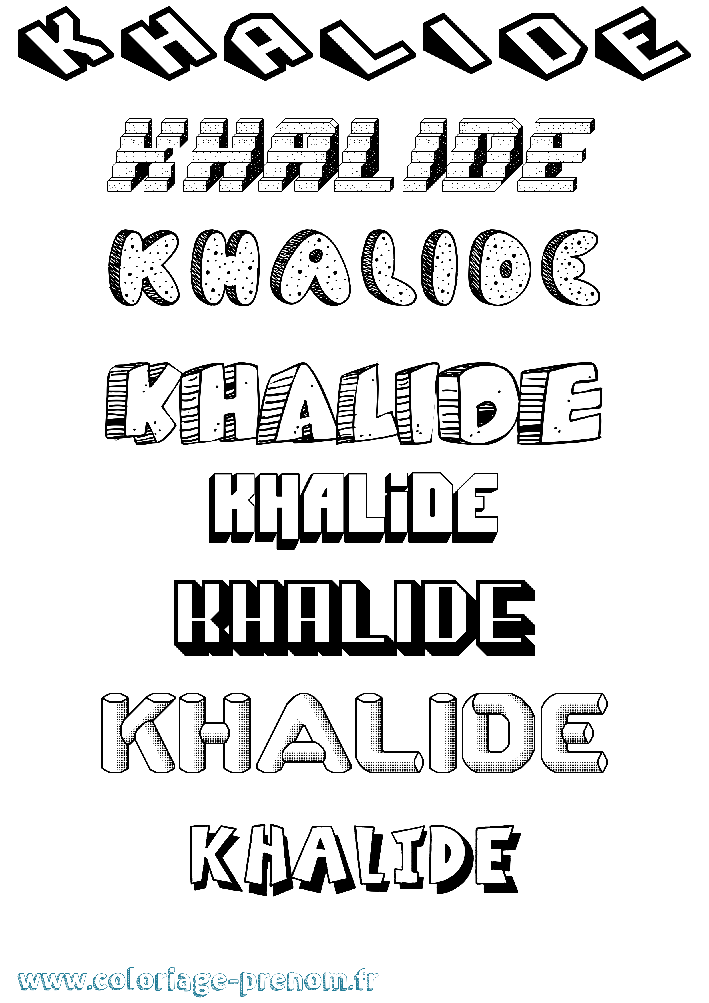 Coloriage Khalide Effet 3D Coloriage prénom Khalide Effet 3D