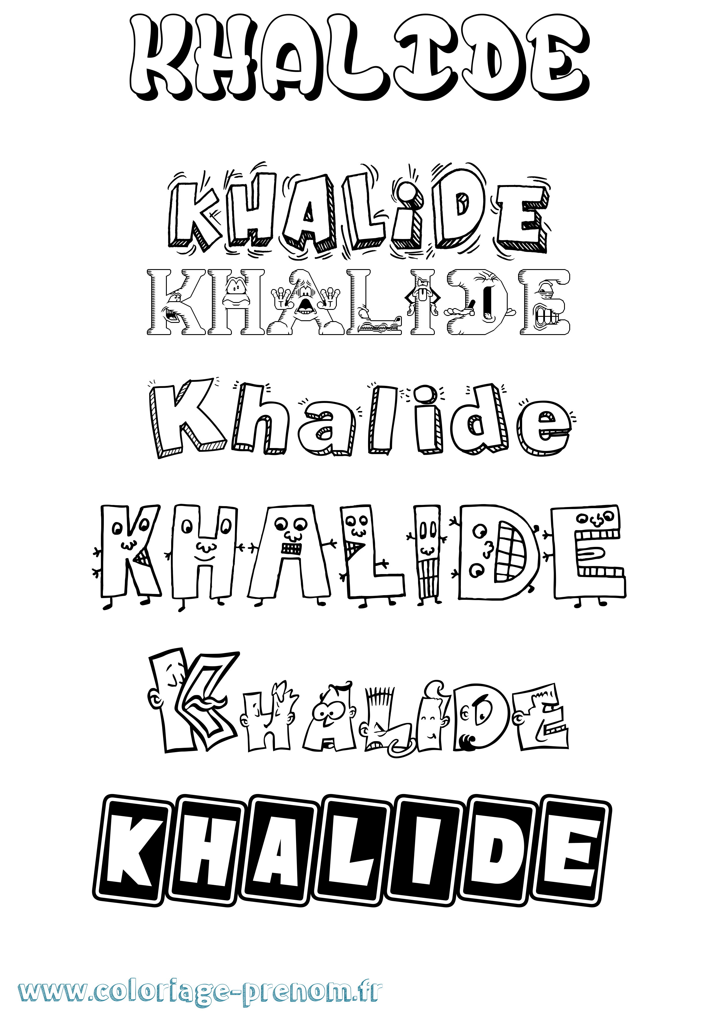 Coloriage Khalide Fun Coloriage prénom Khalide Fun