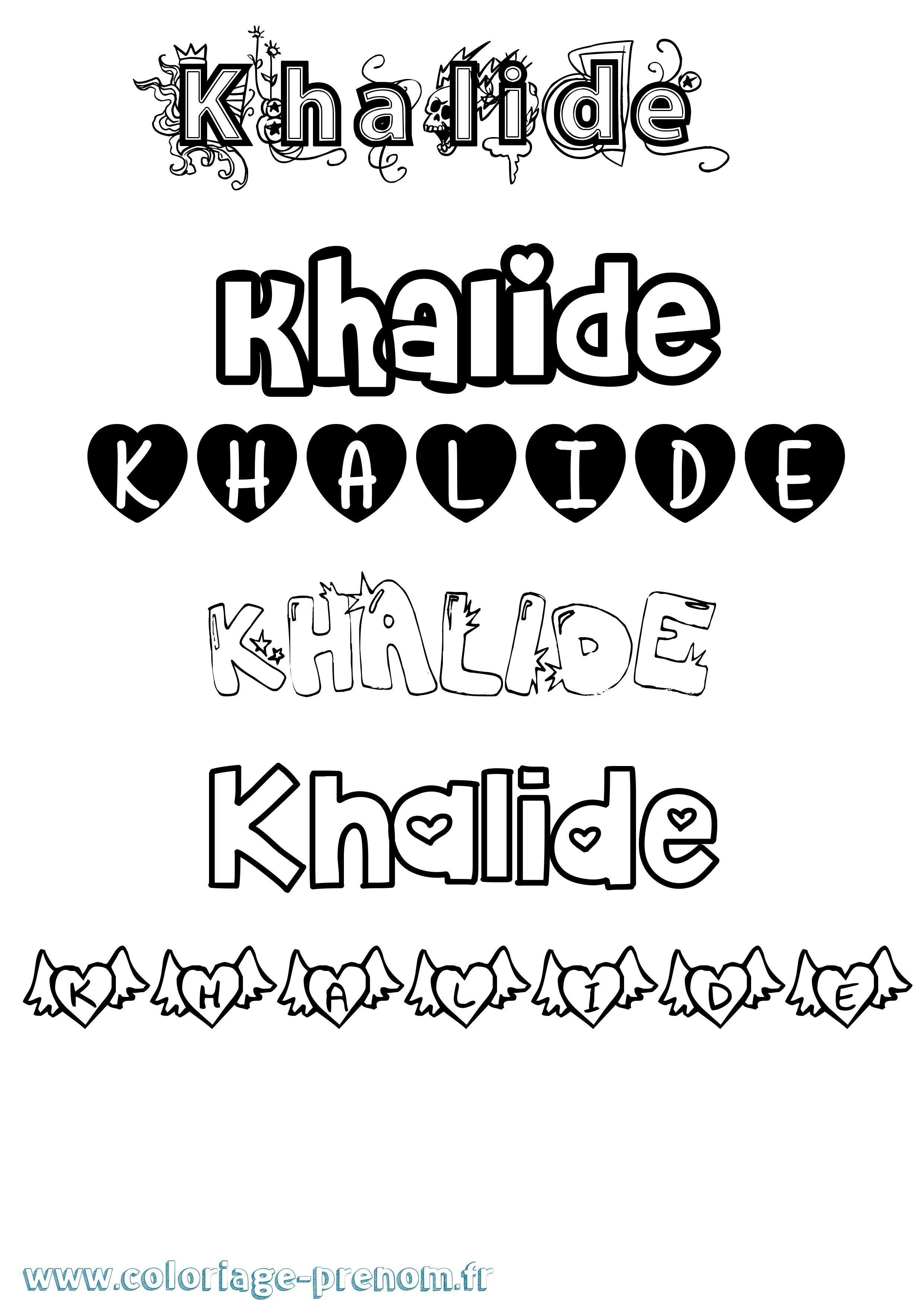 Coloriage Khalide Girly Coloriage prénom Khalide Girly