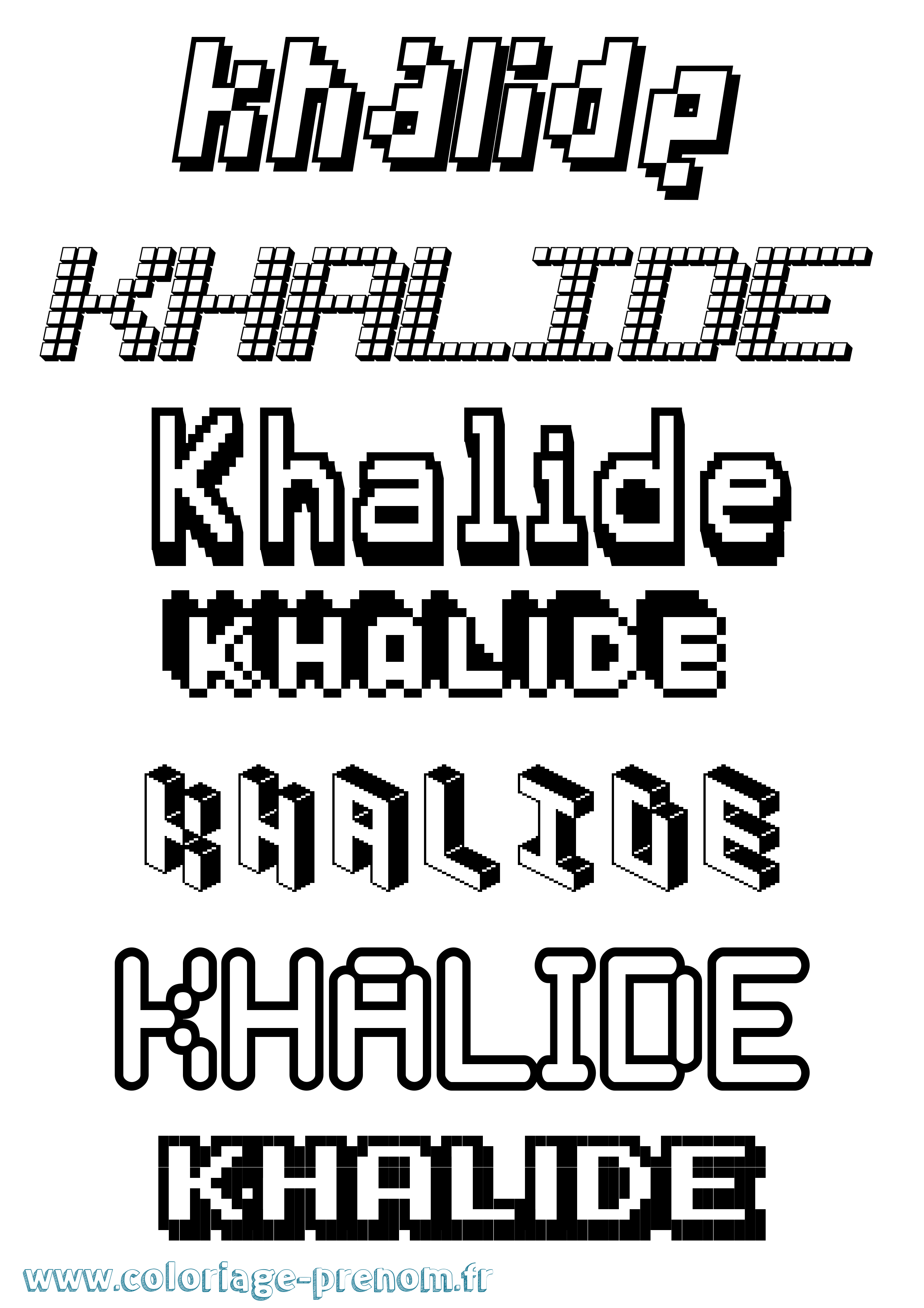Coloriage Khalide Pixel Coloriage prénom Khalide Pixel